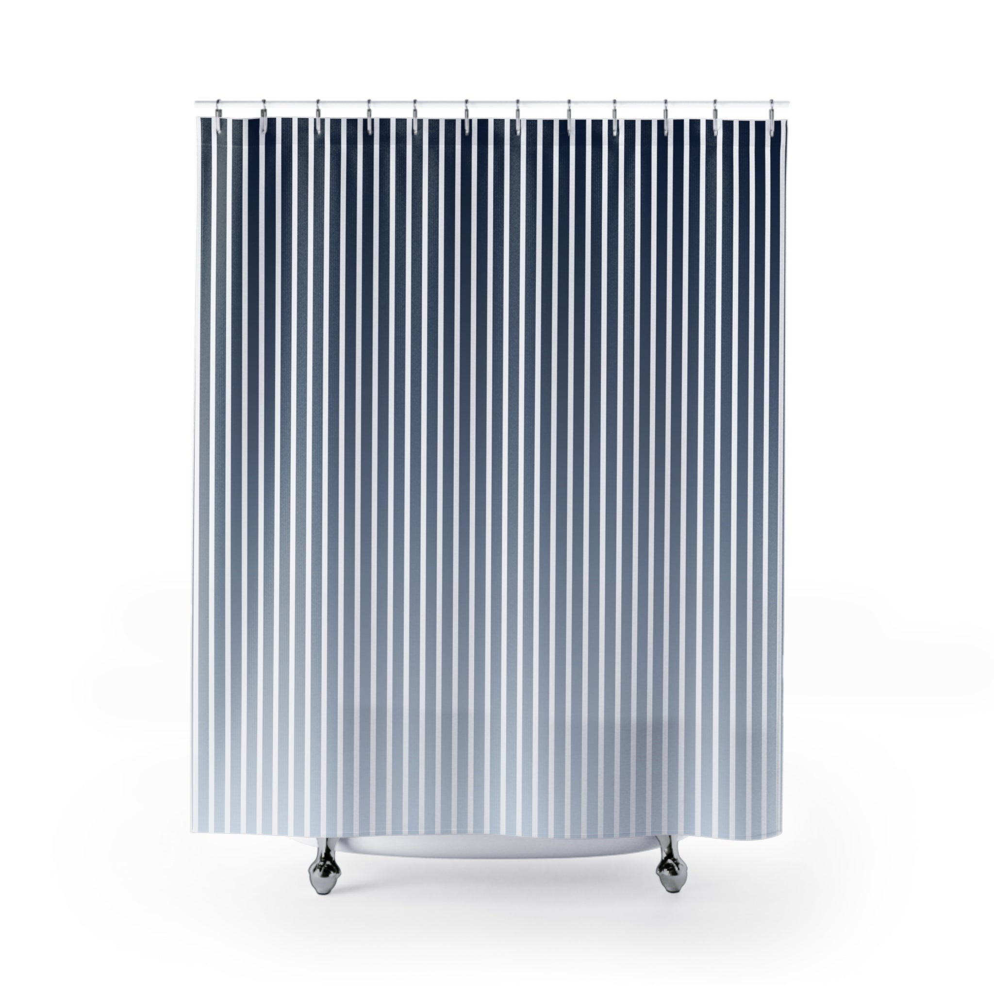 Blue and White Ombre Stripe Shower Curtain