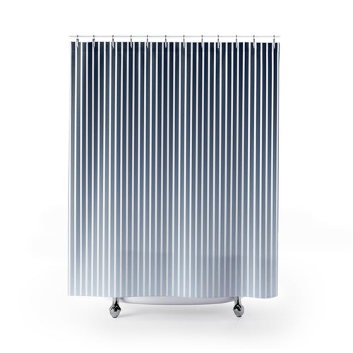 Blue and White Ombre Stripe Shower Curtain
