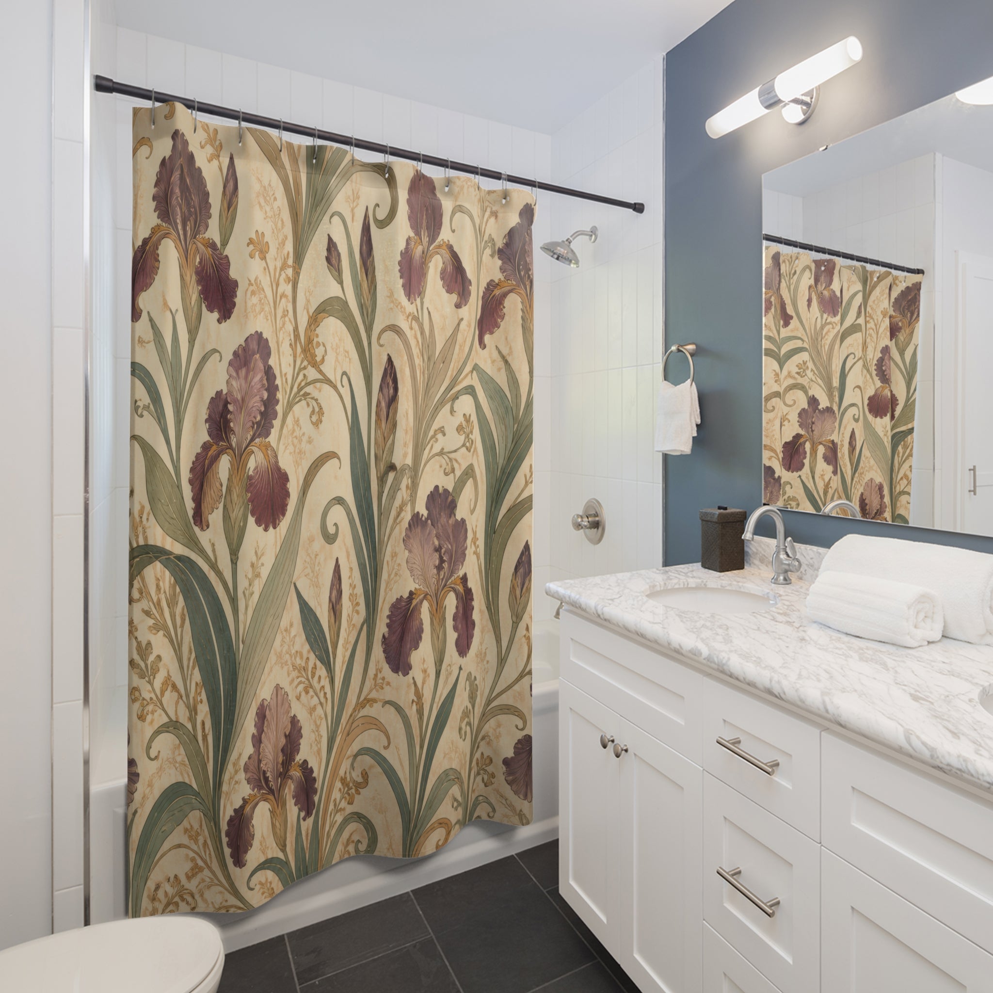 Vintage Iris Floral Shower Curtain