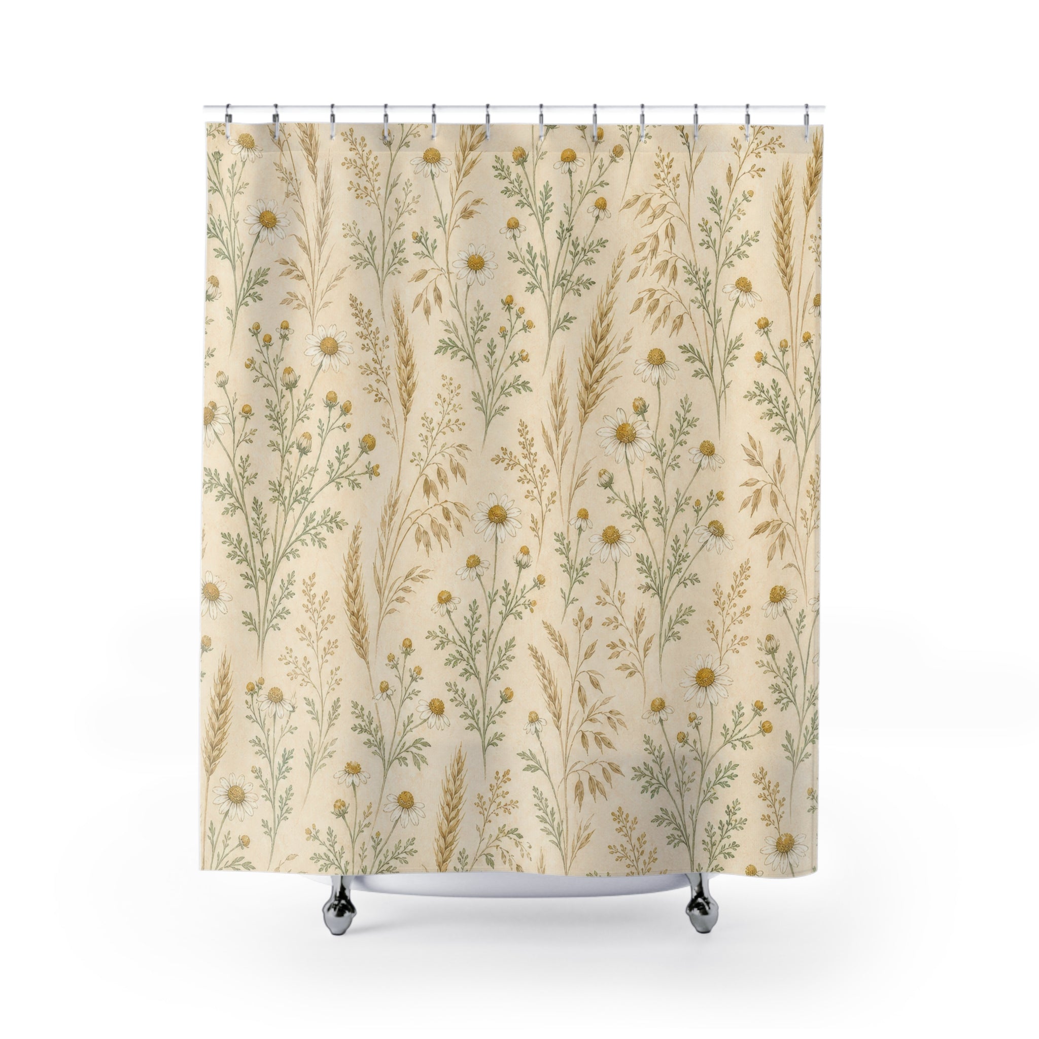 Farmhouse Floral Vine Yellow Shower Curtain