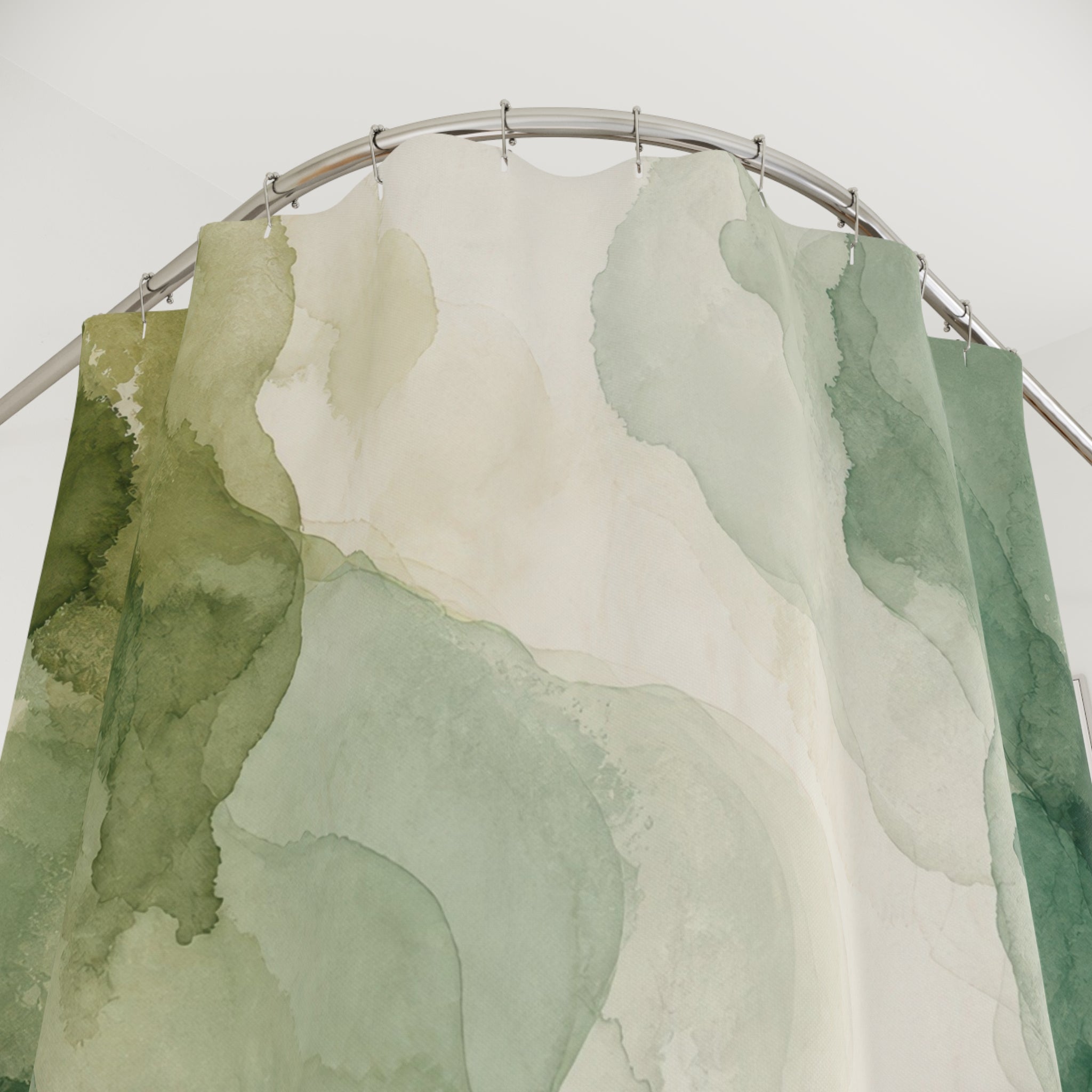Sage Green Watercolor Shower Curtain