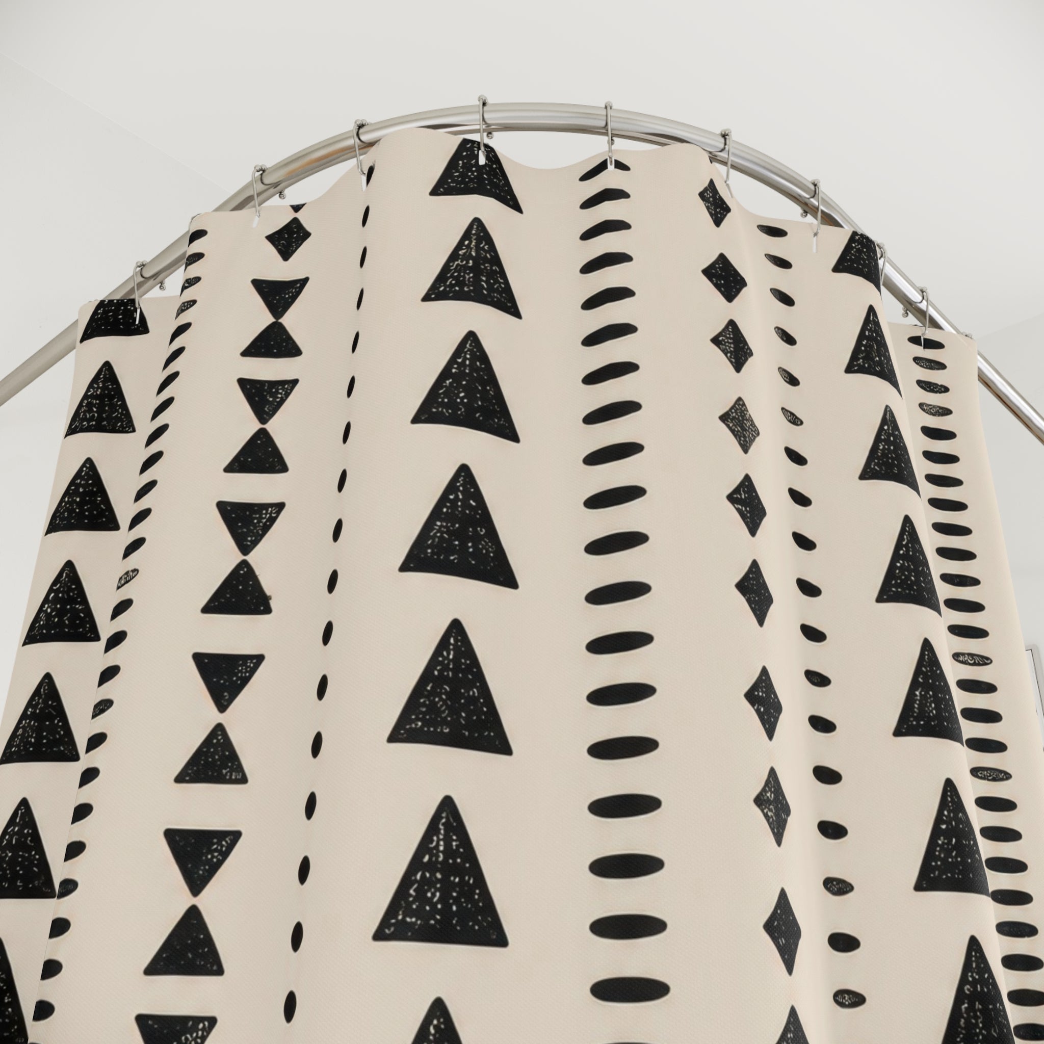 Black Cream Triangle Stripe Shower Curtain