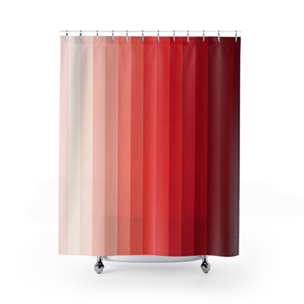 Ombre Crimson Shower Curtain, Crimson Wine Modern Bathroom Decor, Modern Stripe Bath Curtain, Guest Bath Decor, Small Bathroom Decor