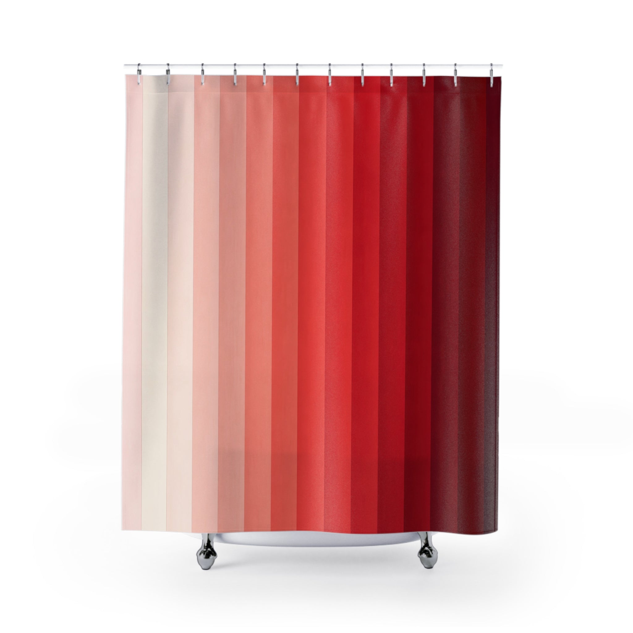 Ombre Crimson Shower Curtain, Crimson Wine Modern Bathroom Decor, Modern Stripe Bath Curtain, Guest Bath Decor, Small Bathroom Decor