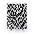 Black White Wavy Check Shower Curtain