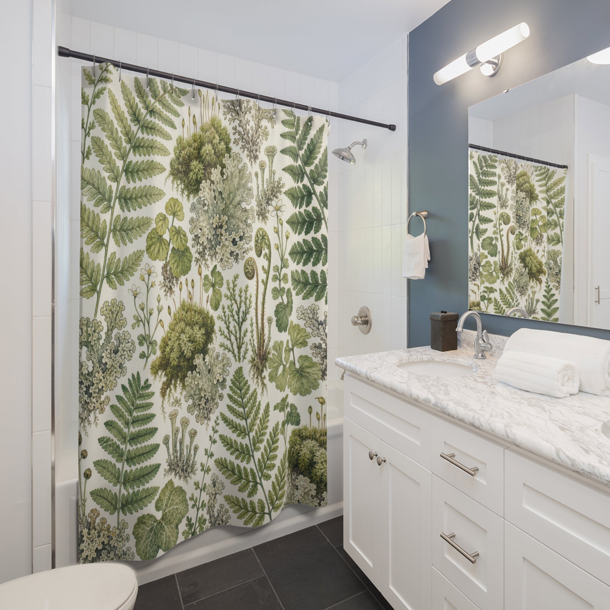 Moss Lichen Botanical Plant Print Shower Curtain
