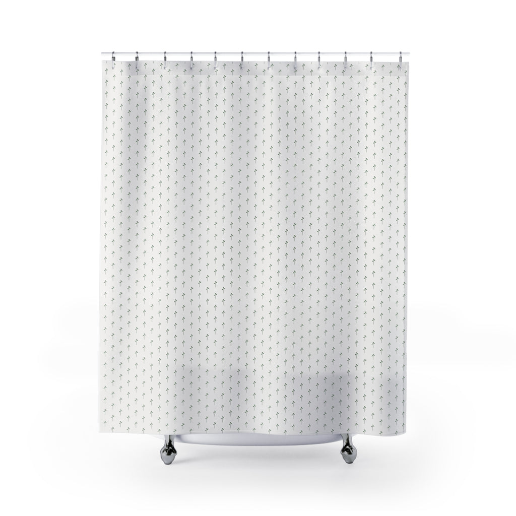 Scandinavian Dot Grid Shower Curtain – Charcoal on Cream