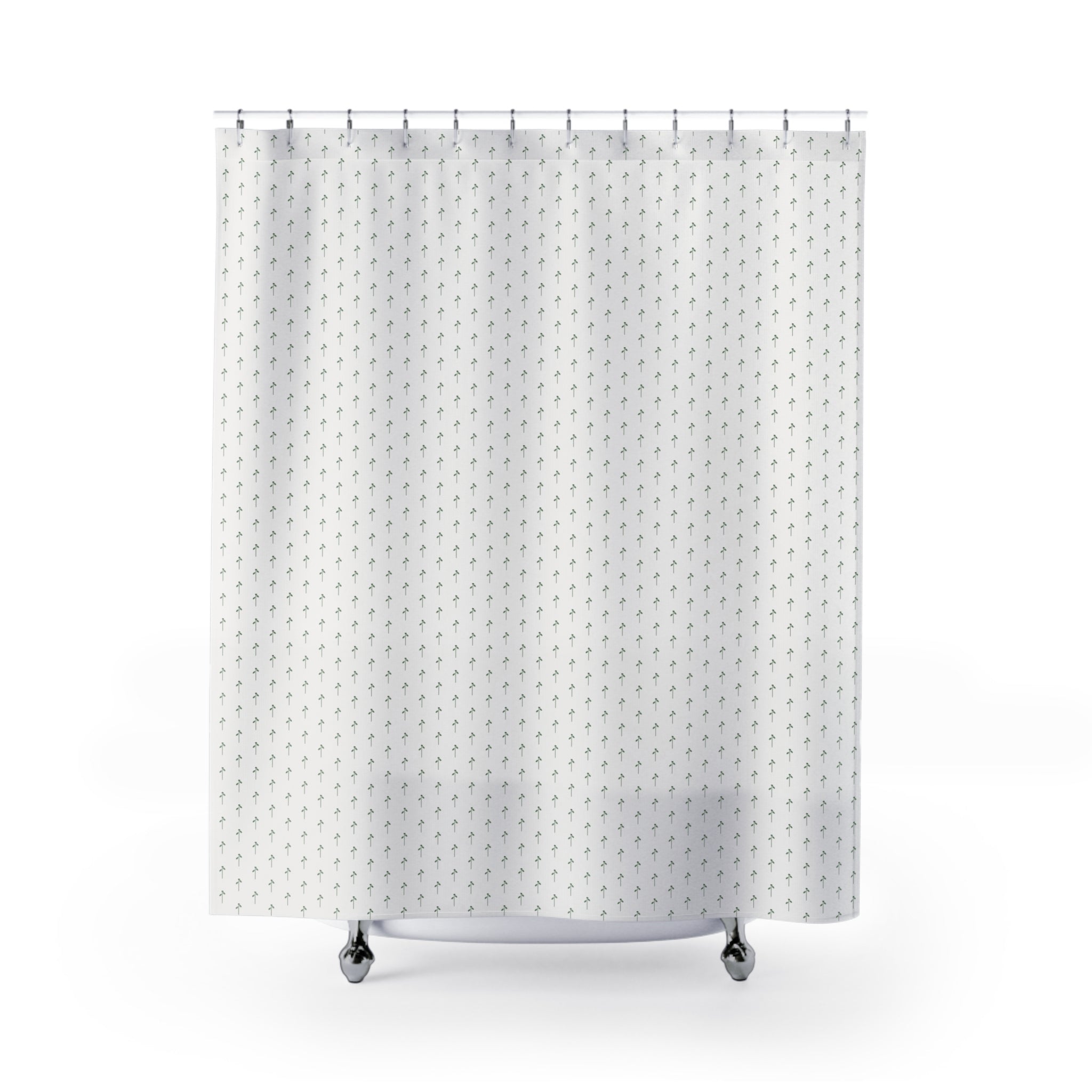 Scandinavian Dot Grid Shower Curtain – Charcoal on Cream