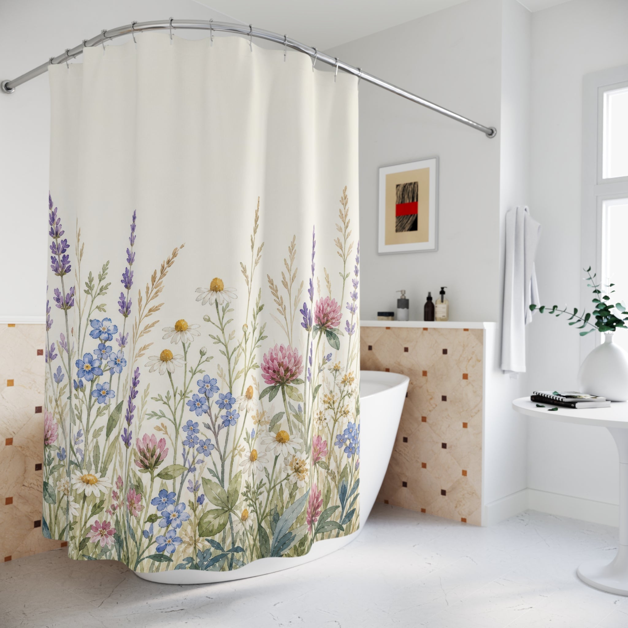 Purple Pink Wildflower Meadow Shower Curtain
