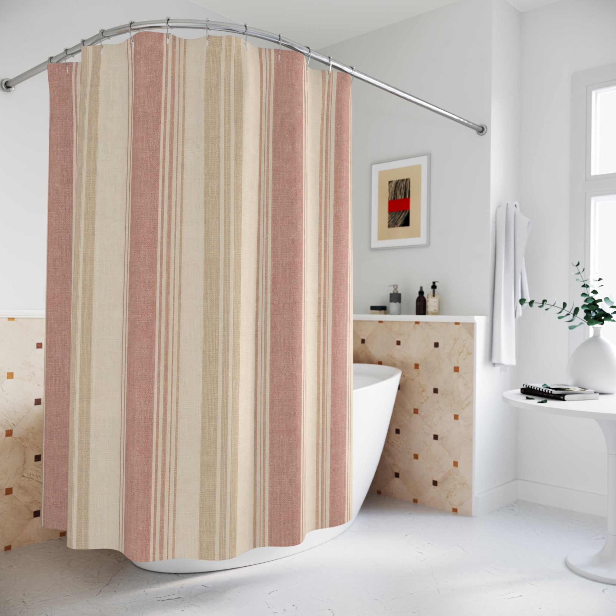 Pink Striped Shower Curtain