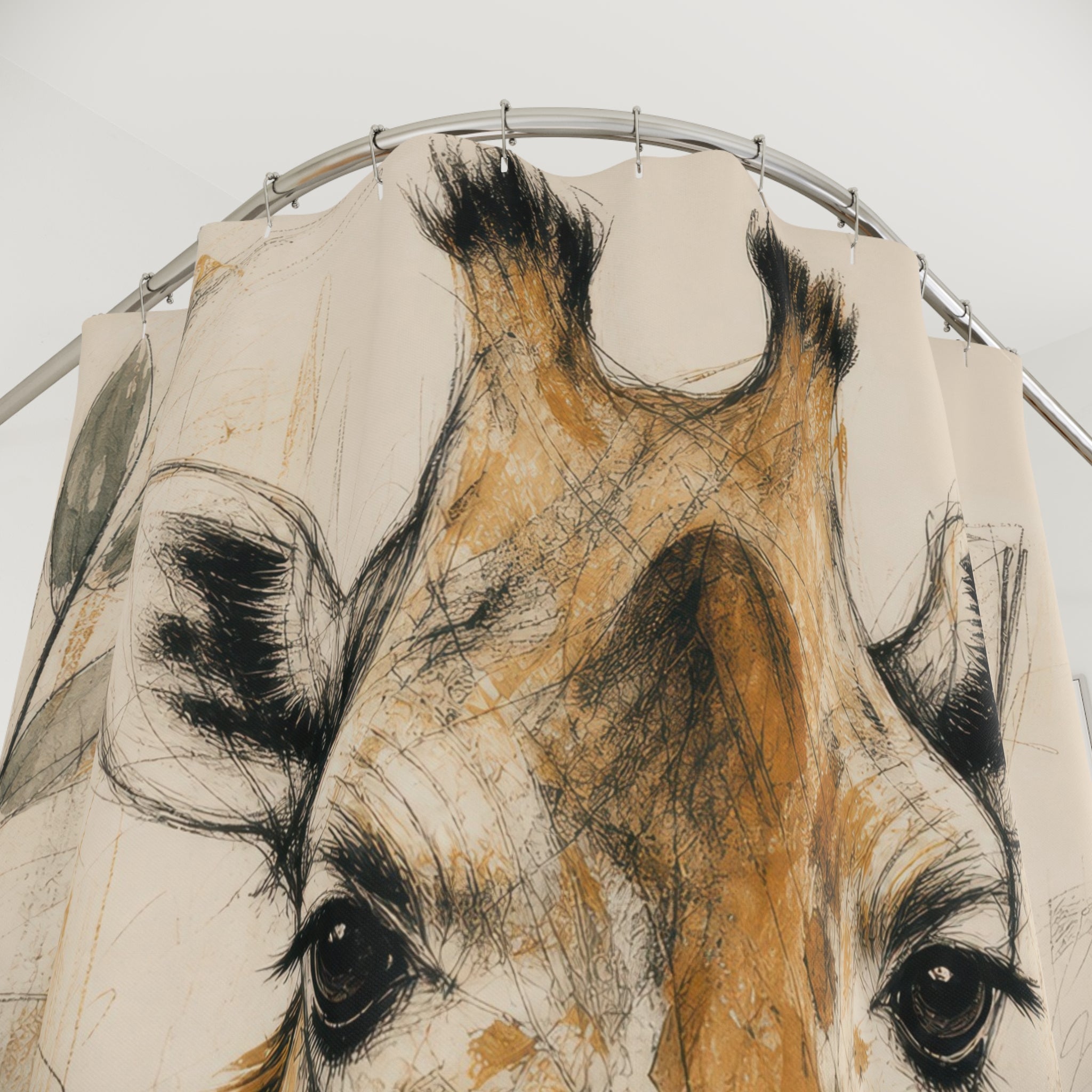 Close Animal Sketch Portrait Shower Curtain