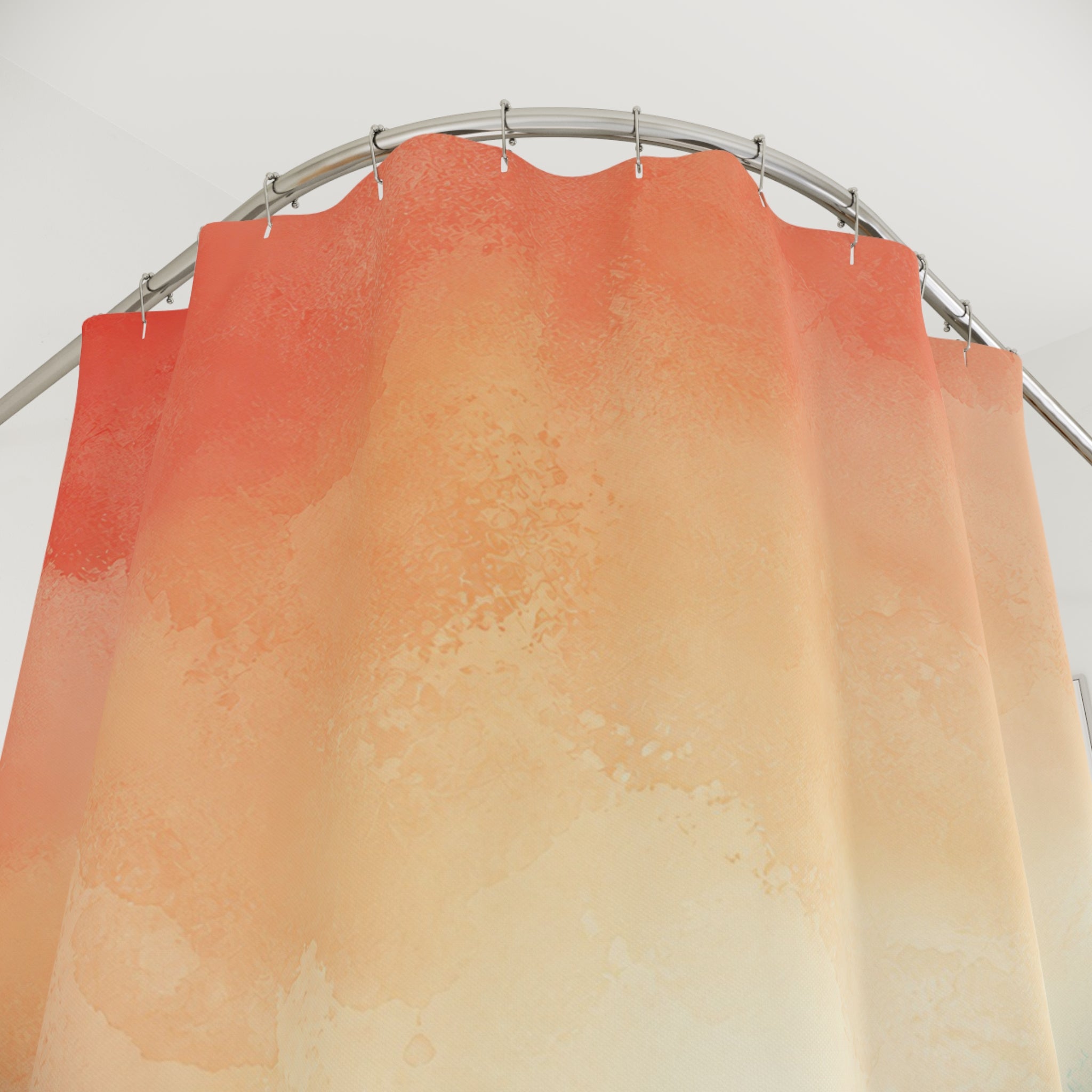 Coral Teal Watercolor Shower Curtain