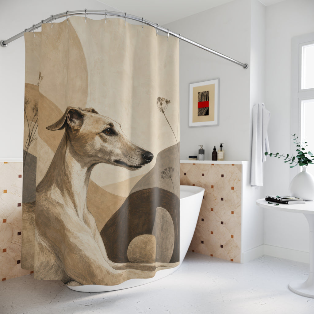 Sandstone Sighthound Beige Dog Shower Curtain