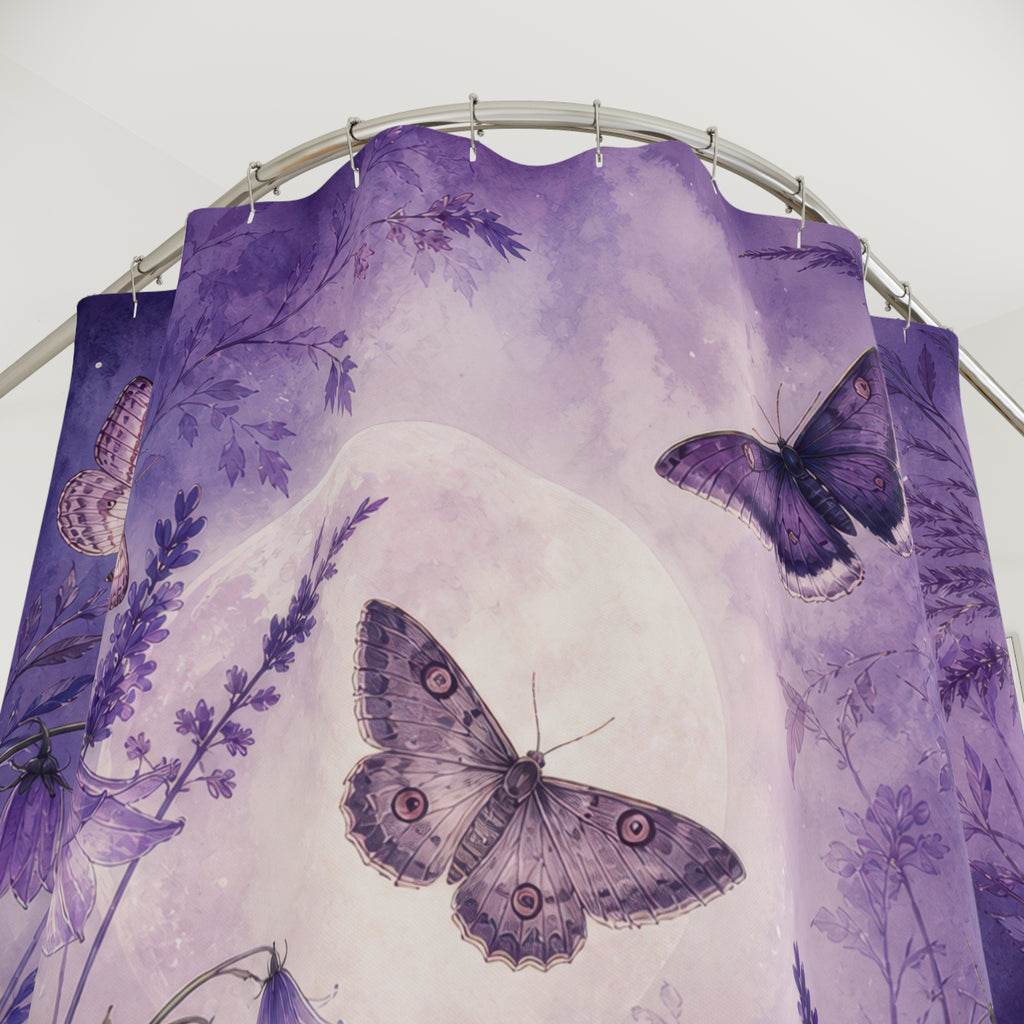 Moonlit Lavender Moth Shower Curtain