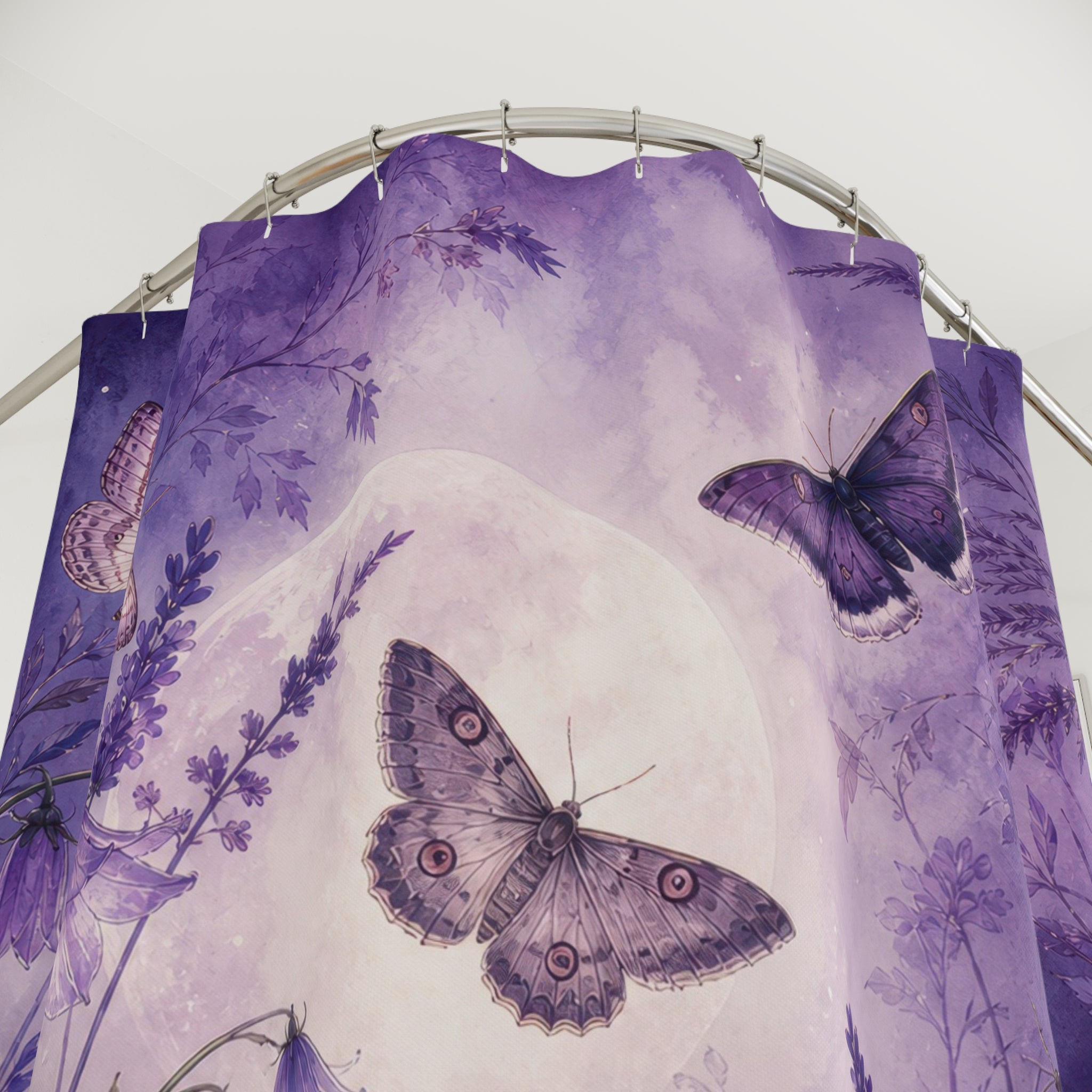Moonlit Lavender Moth Shower Curtain