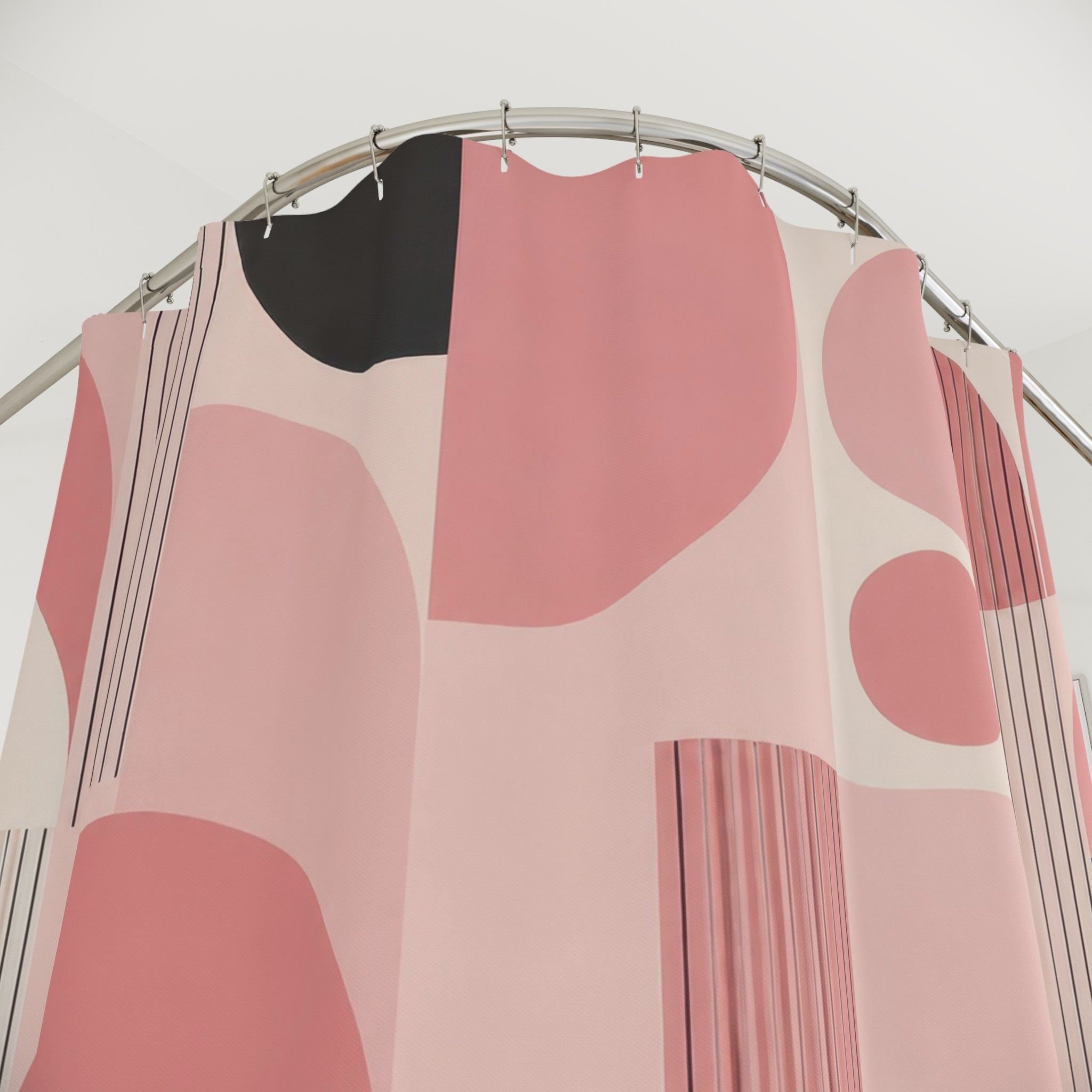 Pink Mid Century Modern Shower Curtain: Retro Geometric