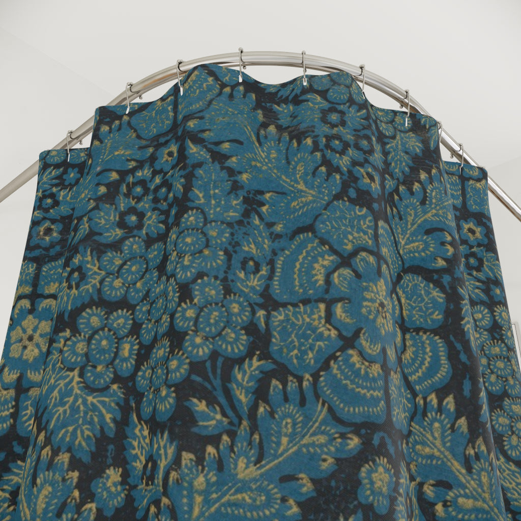 Italian Blue Floral Shower Curtain – Vintage Botanical