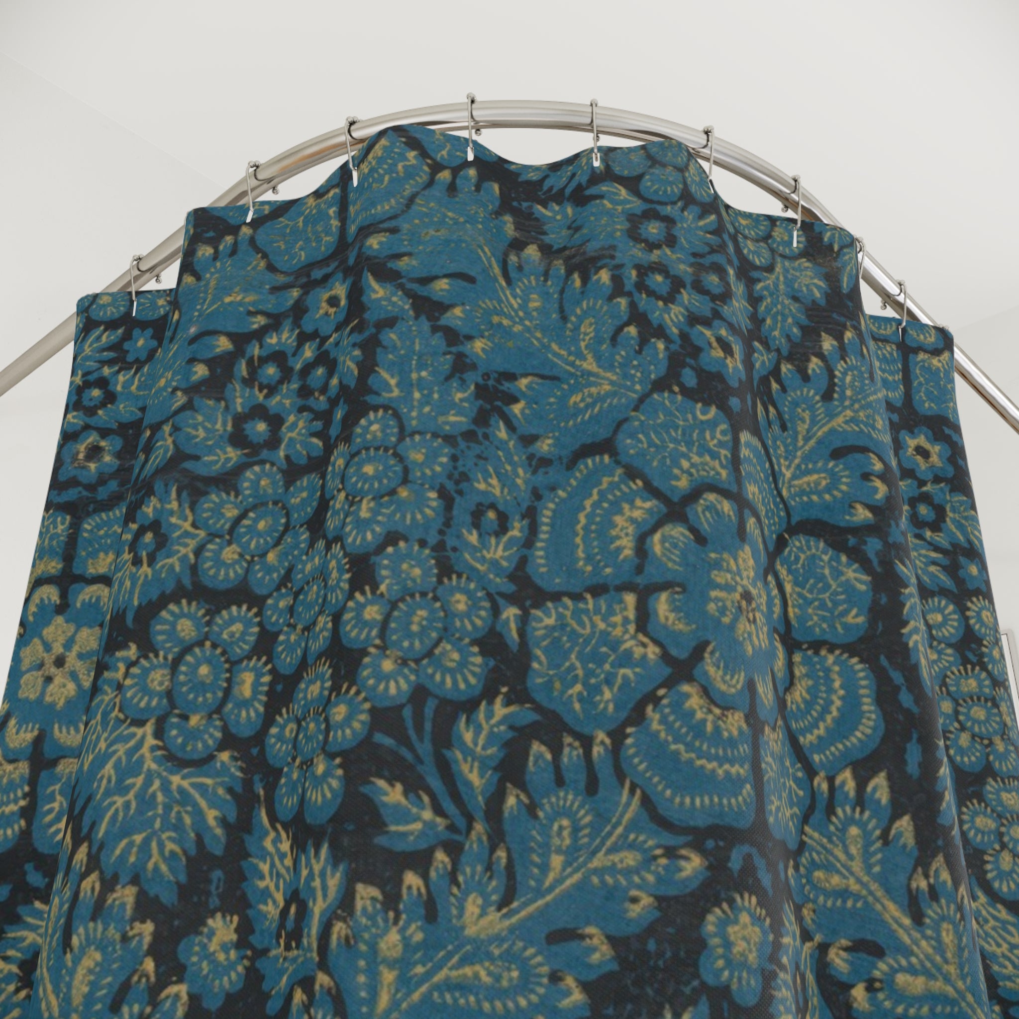 Italian Blue Floral Shower Curtain – Vintage Botanical