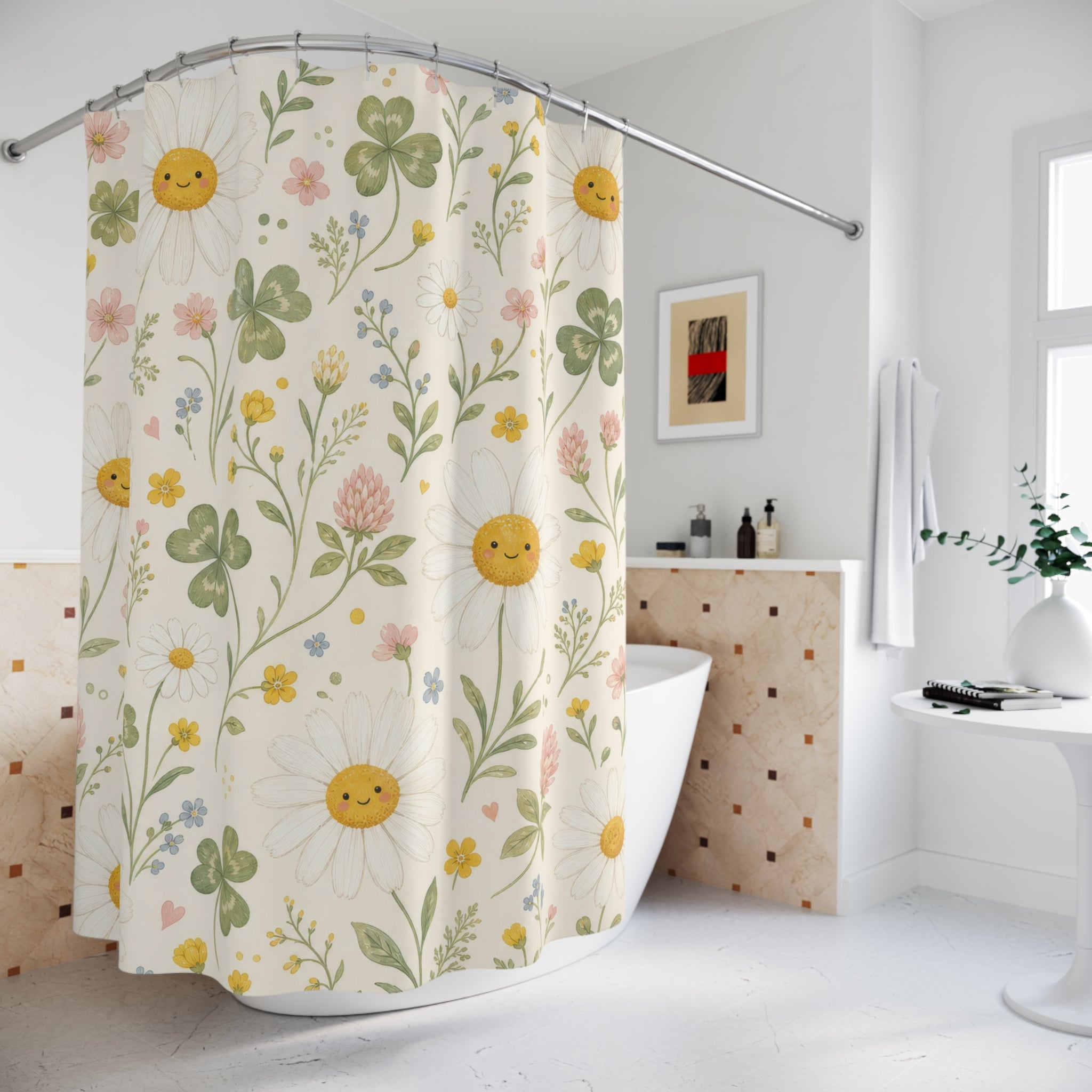 Yellow Daisy Flower Shower Curtain