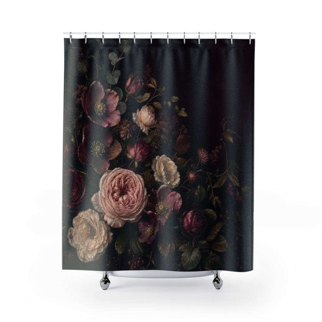 Velvet Night Floral Shower Curtain