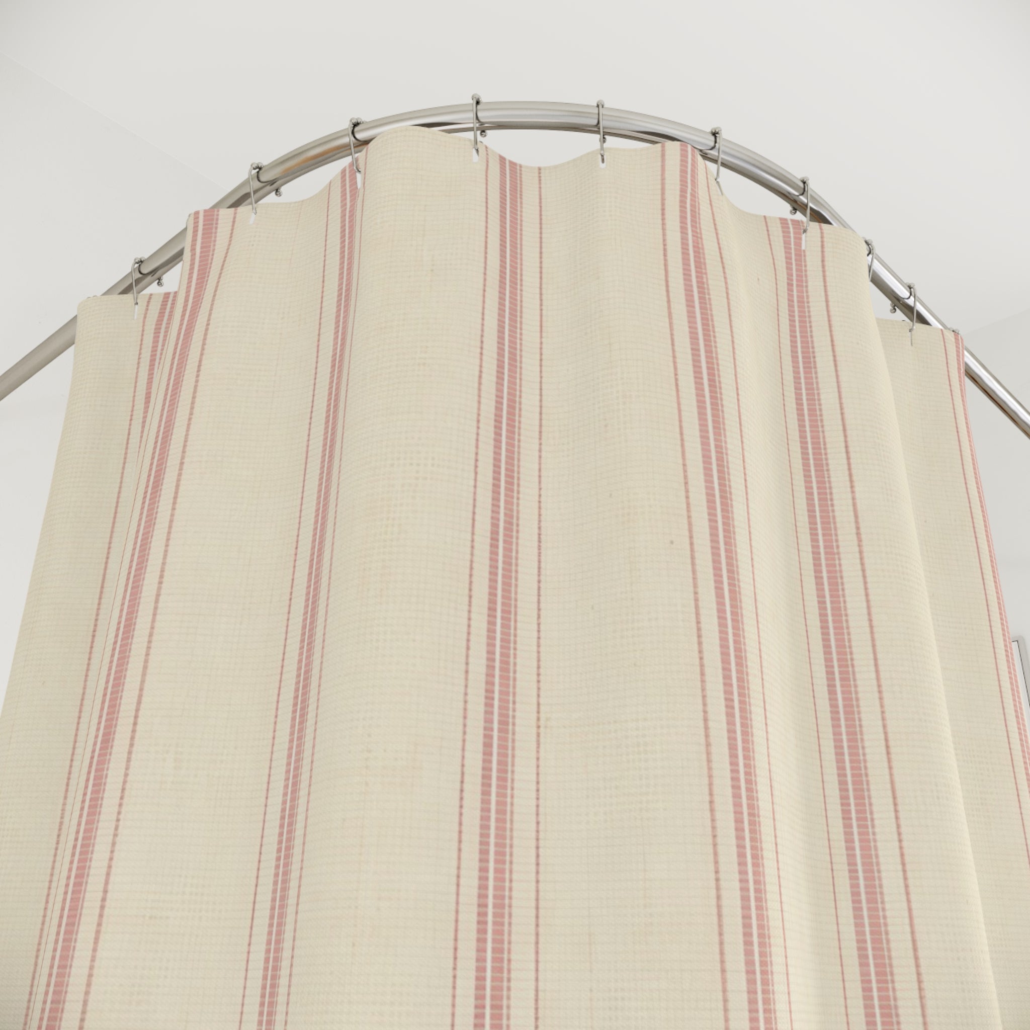 Blush Pink Ticking Stripe Shower Curtain