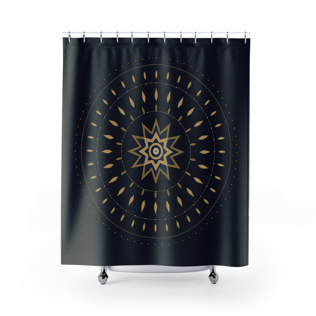Navy & Gold Mandala Shower Curtain – Jewel Tone