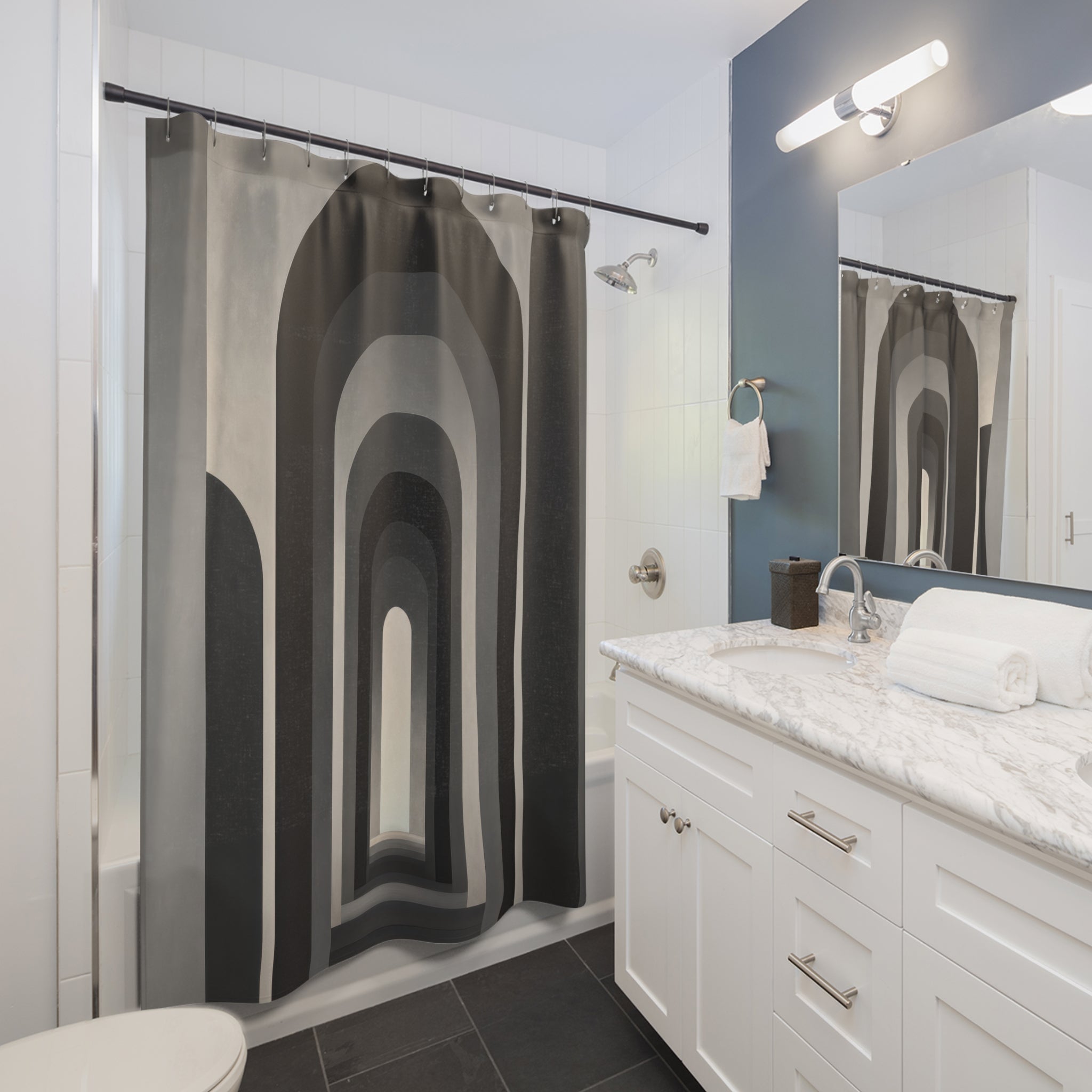 Black & Grey Modern Arch Shower Curtain