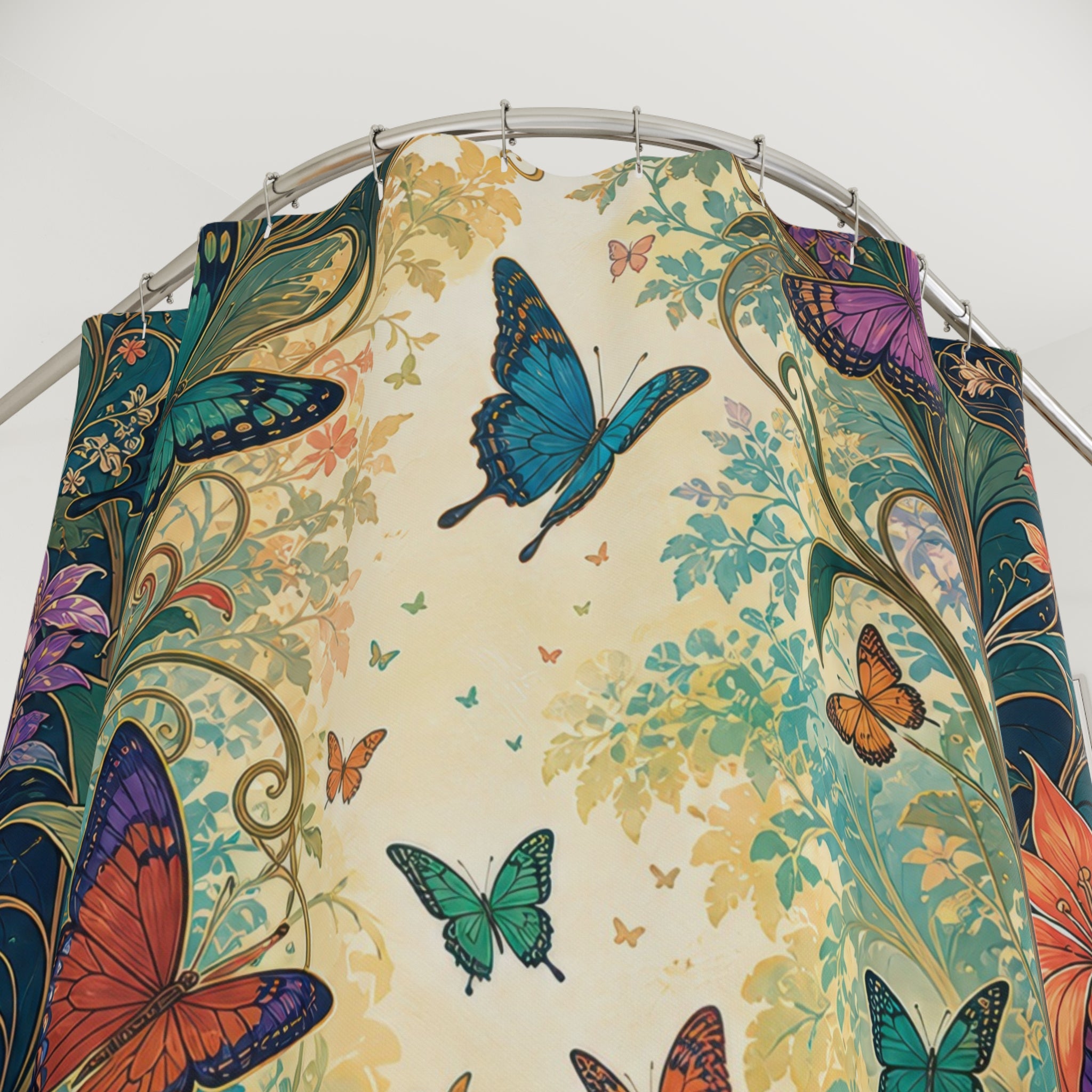 Art Nouveau Butterfly Garden Shower Curtain