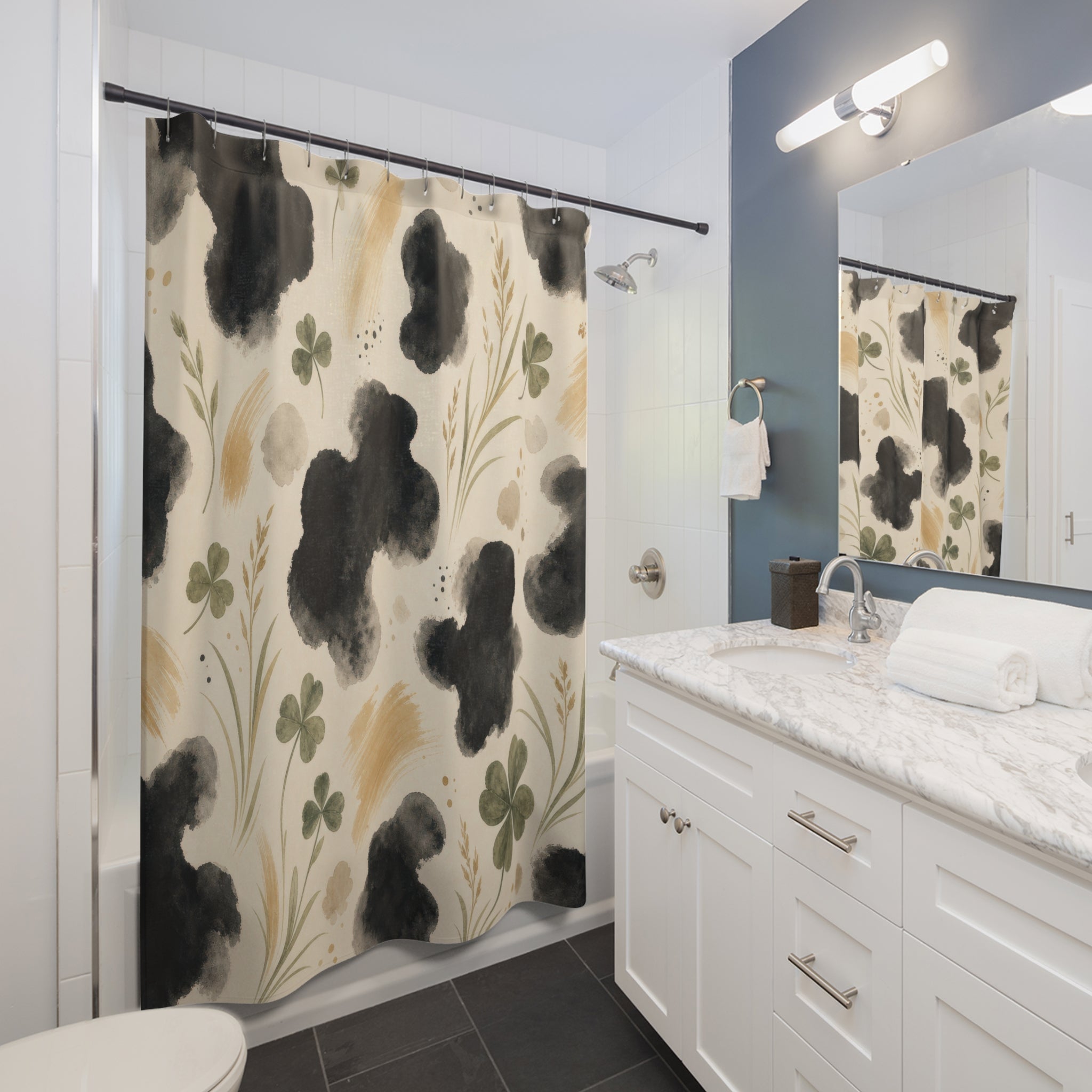 Cow Print Farmhouse Shower Curtain: Cow Print Shower Curtain