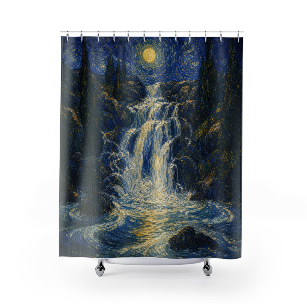 Blue Night Landscape Print Shower Curtain