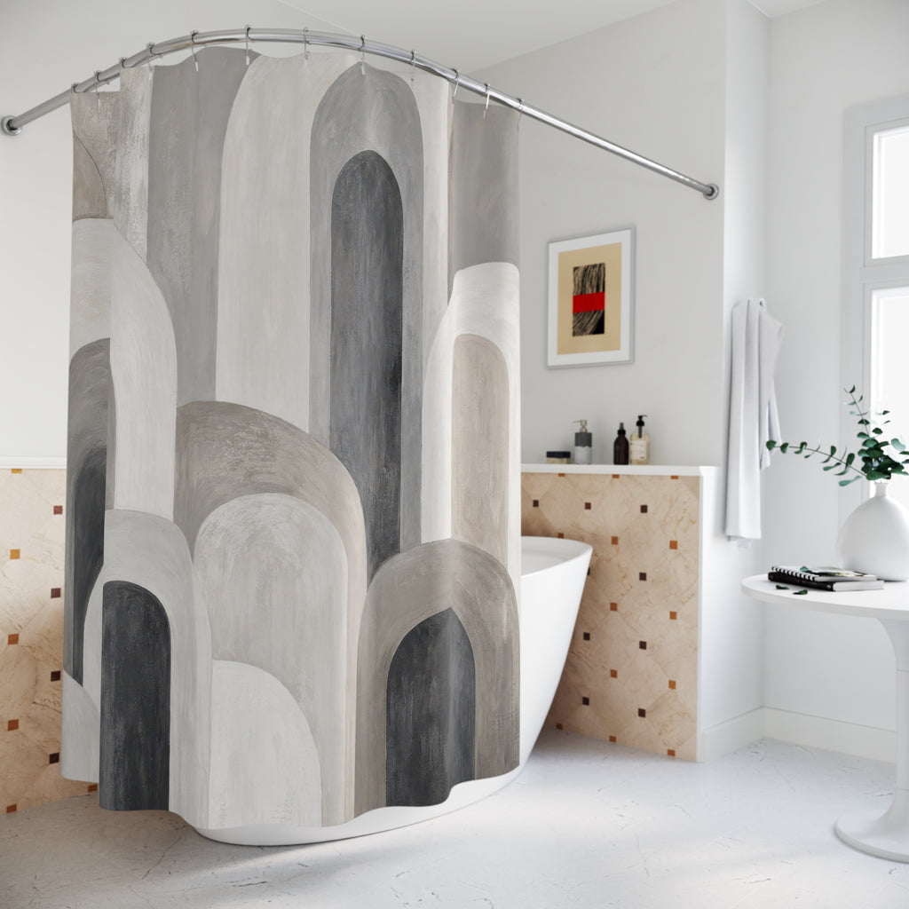 Grey Arch Geometric Shower Curtain