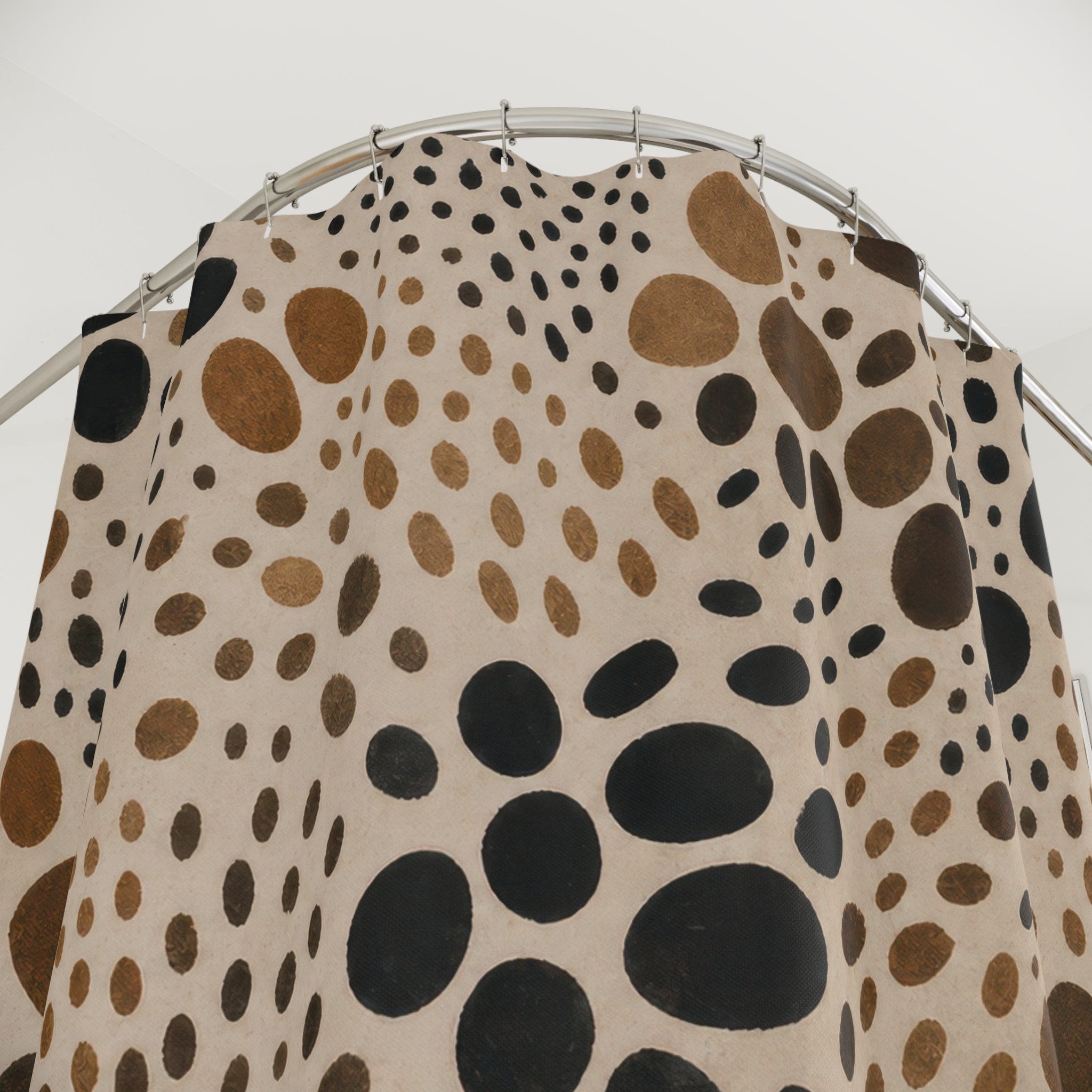 Black Brown Pebble Dot Shower Curtain