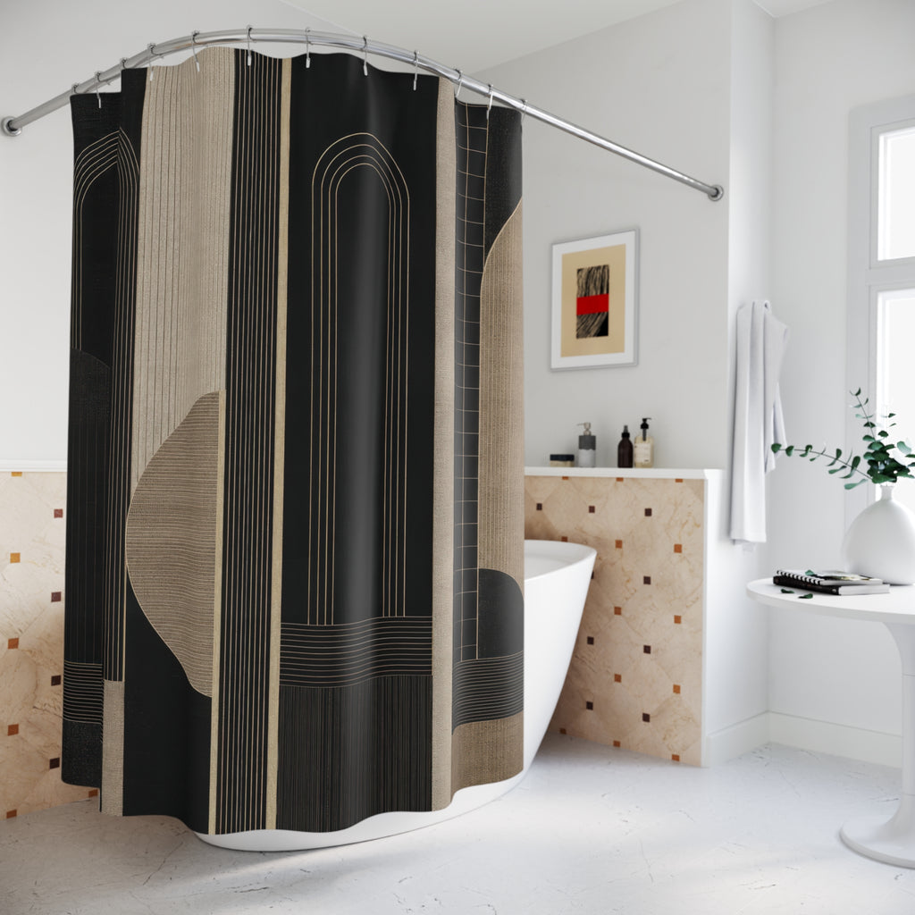 Black and Beige Art Deco Shower Curtain