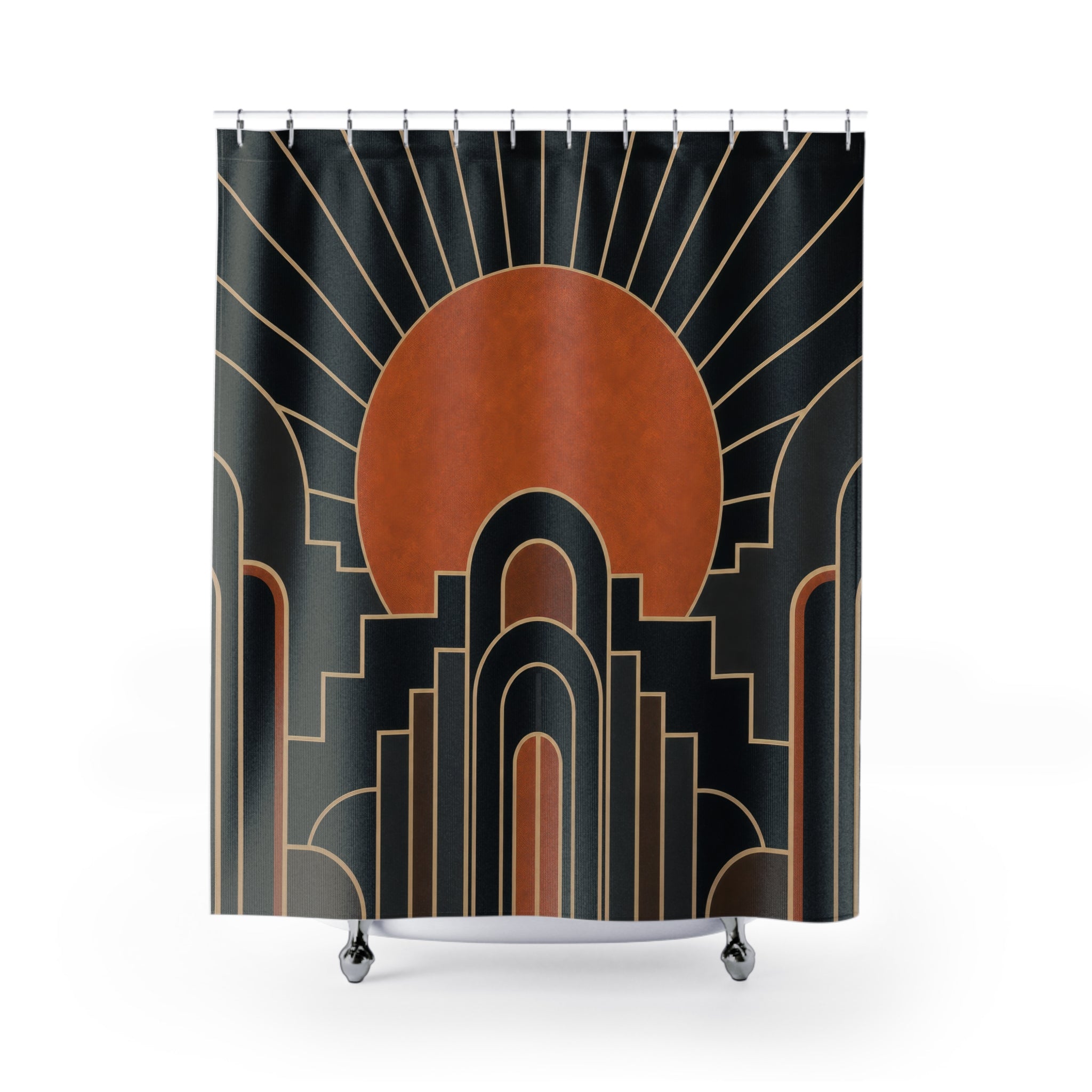 Copper Deco Black Shower Curtain