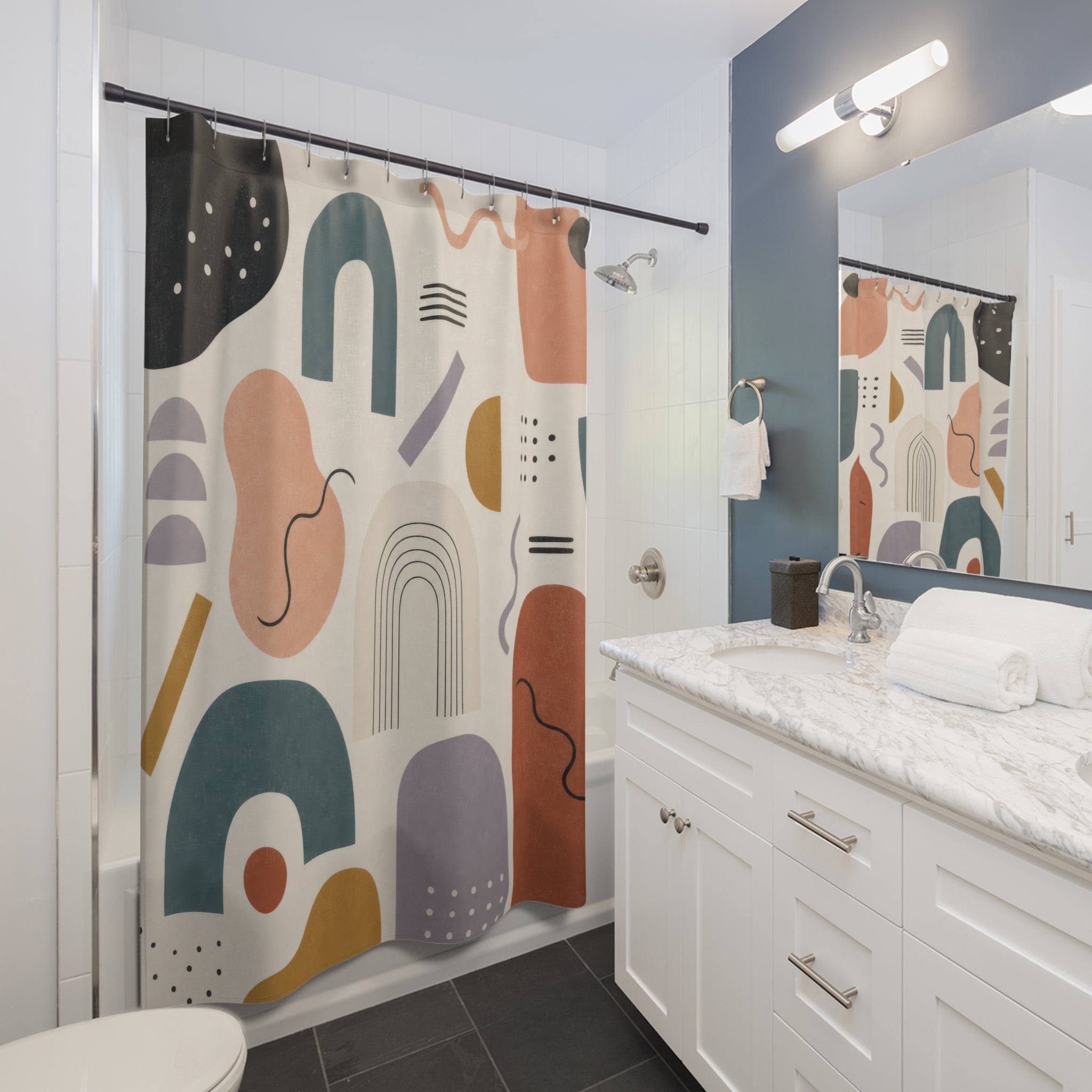 Colorful Abstract Geometric Shower Curtain