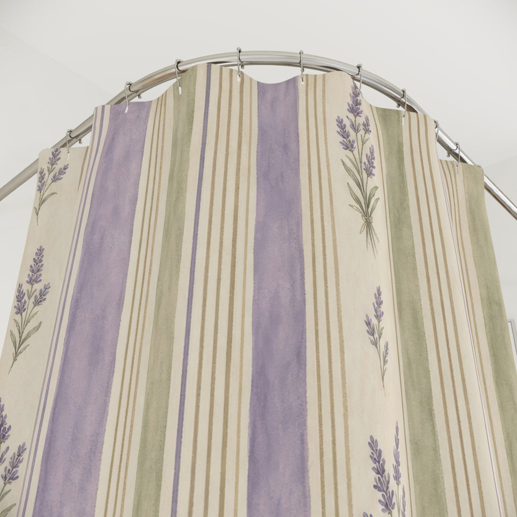 French Country Botanical Stripe Shower Curtain