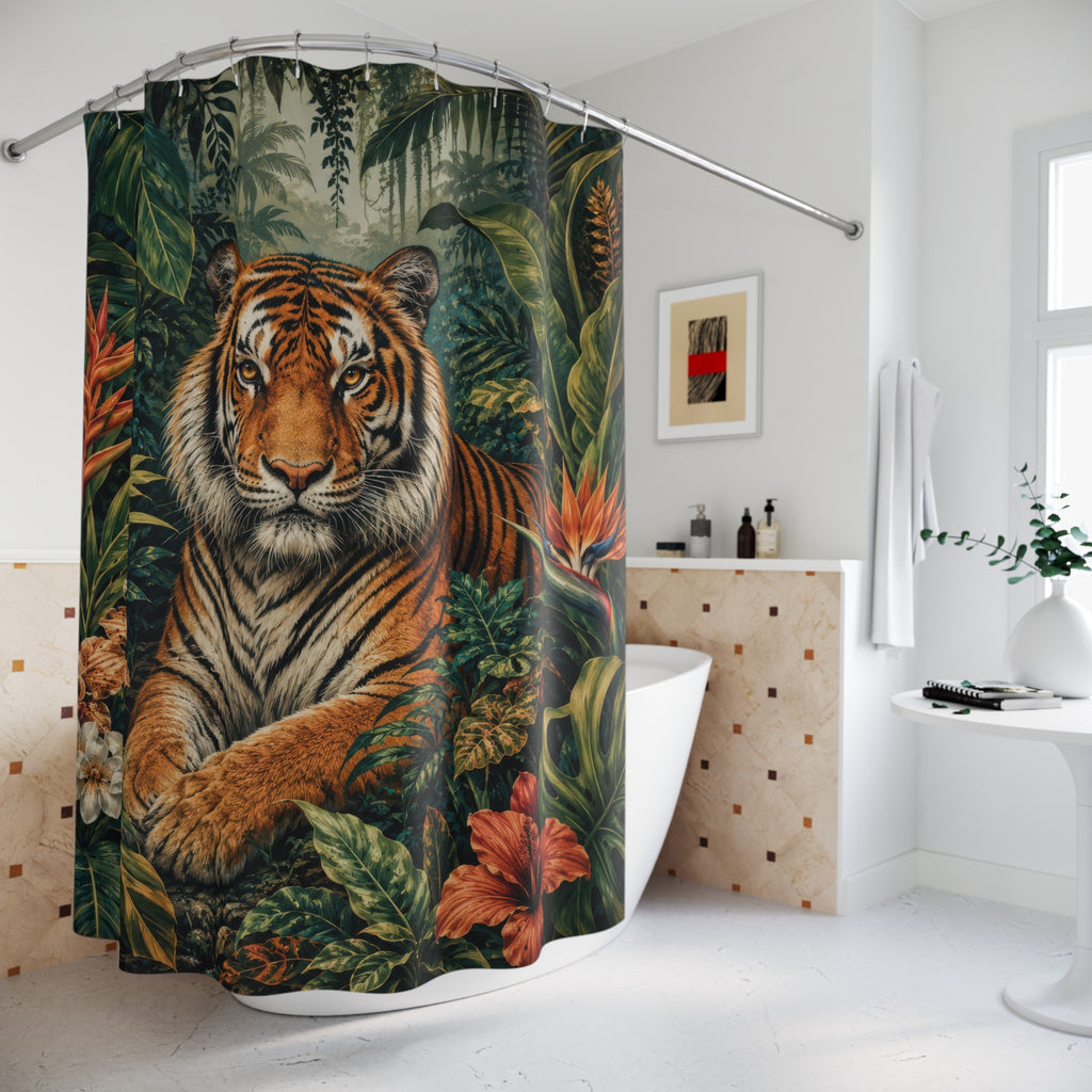 Tiger Shower Curtain: Tropical Jungle