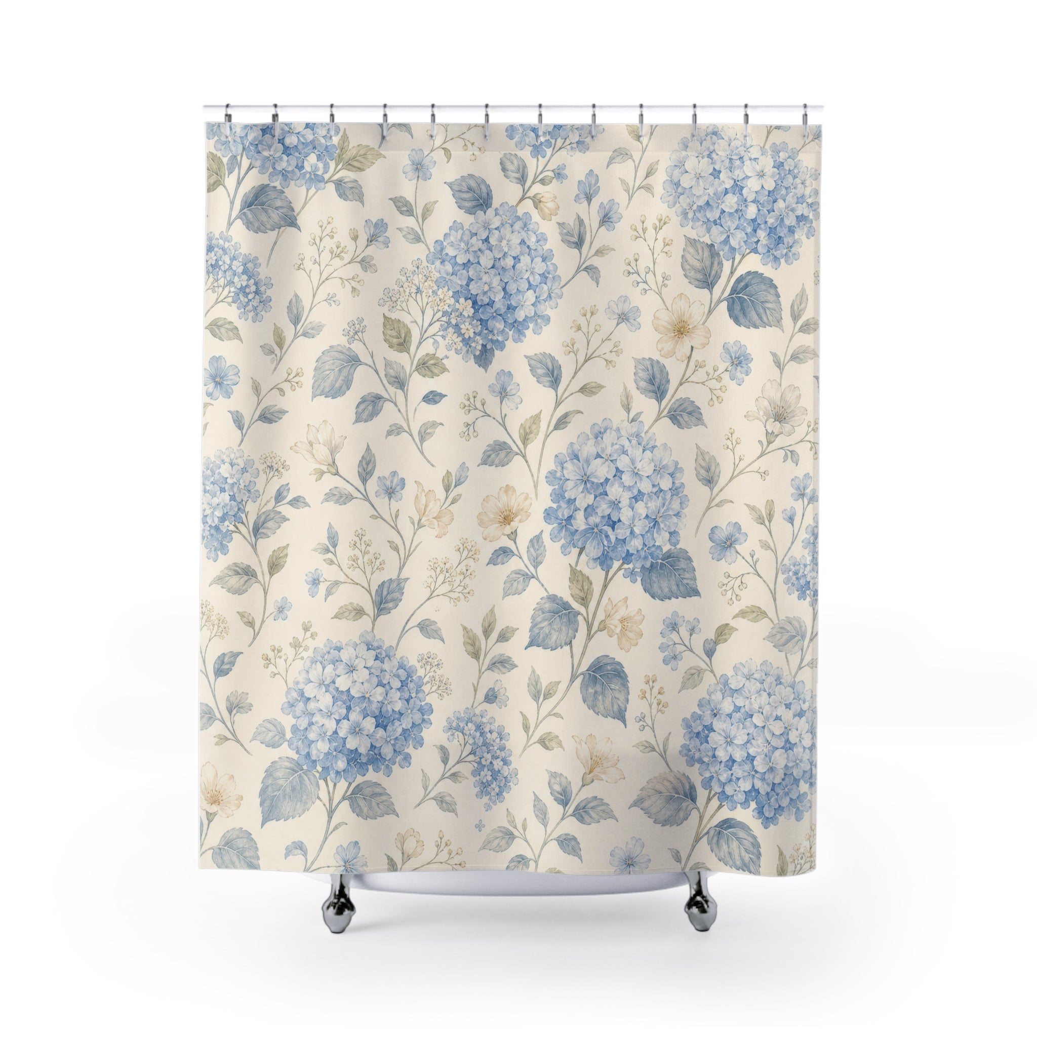 Hydrangea Blue Floral Shower Curtain