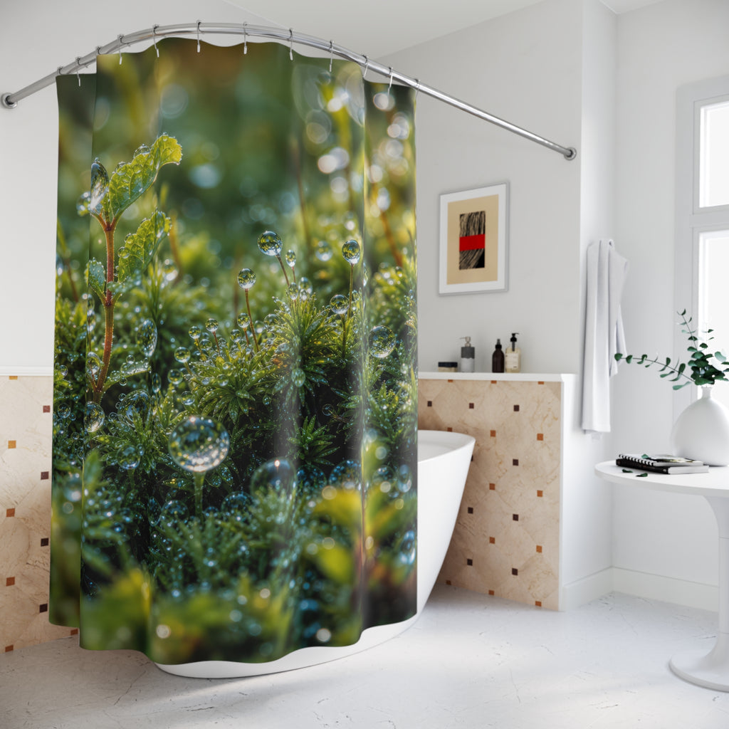 Macro Dew Moss Fine Art Photo Shower Curtain