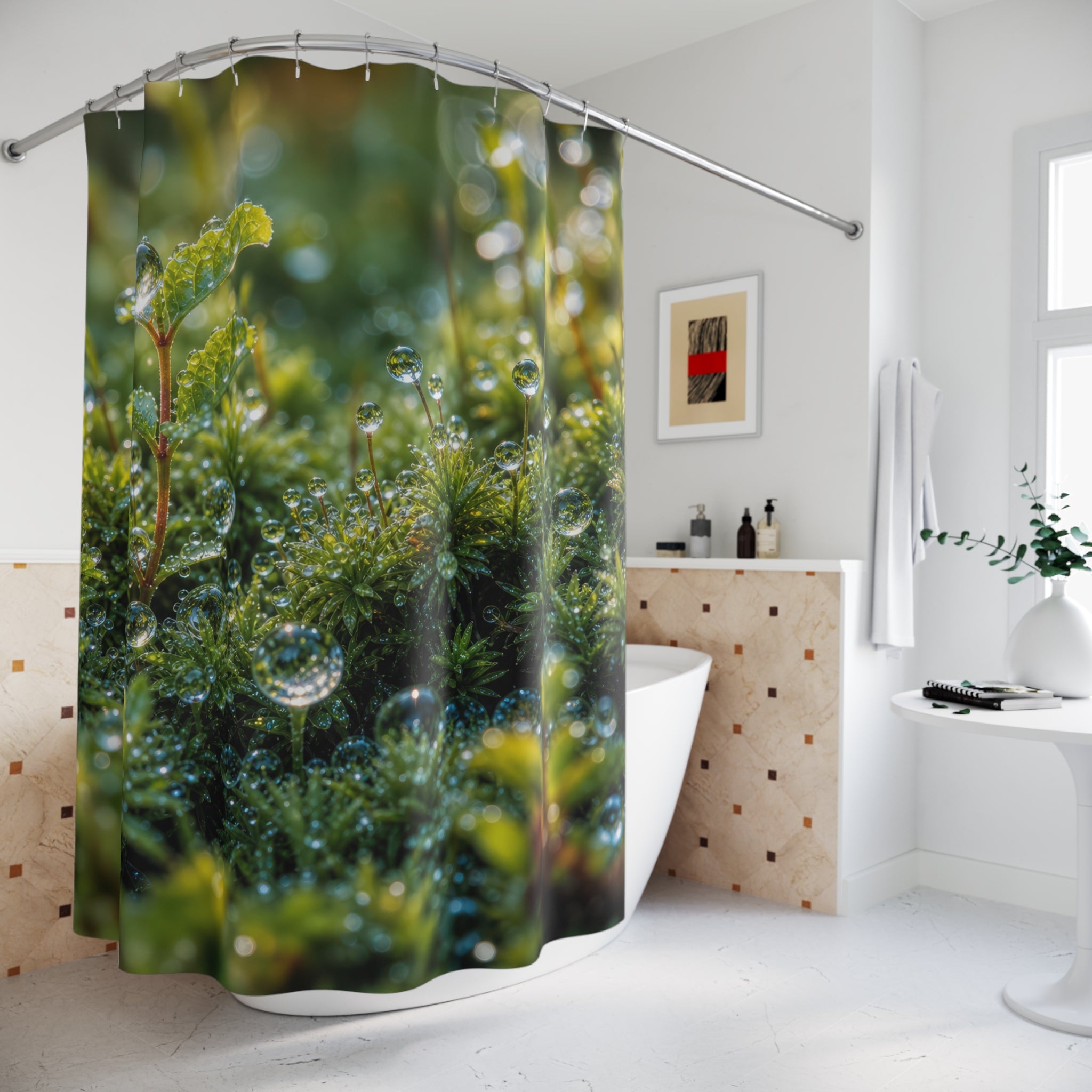 Macro Dew Moss Fine Art Photo Shower Curtain