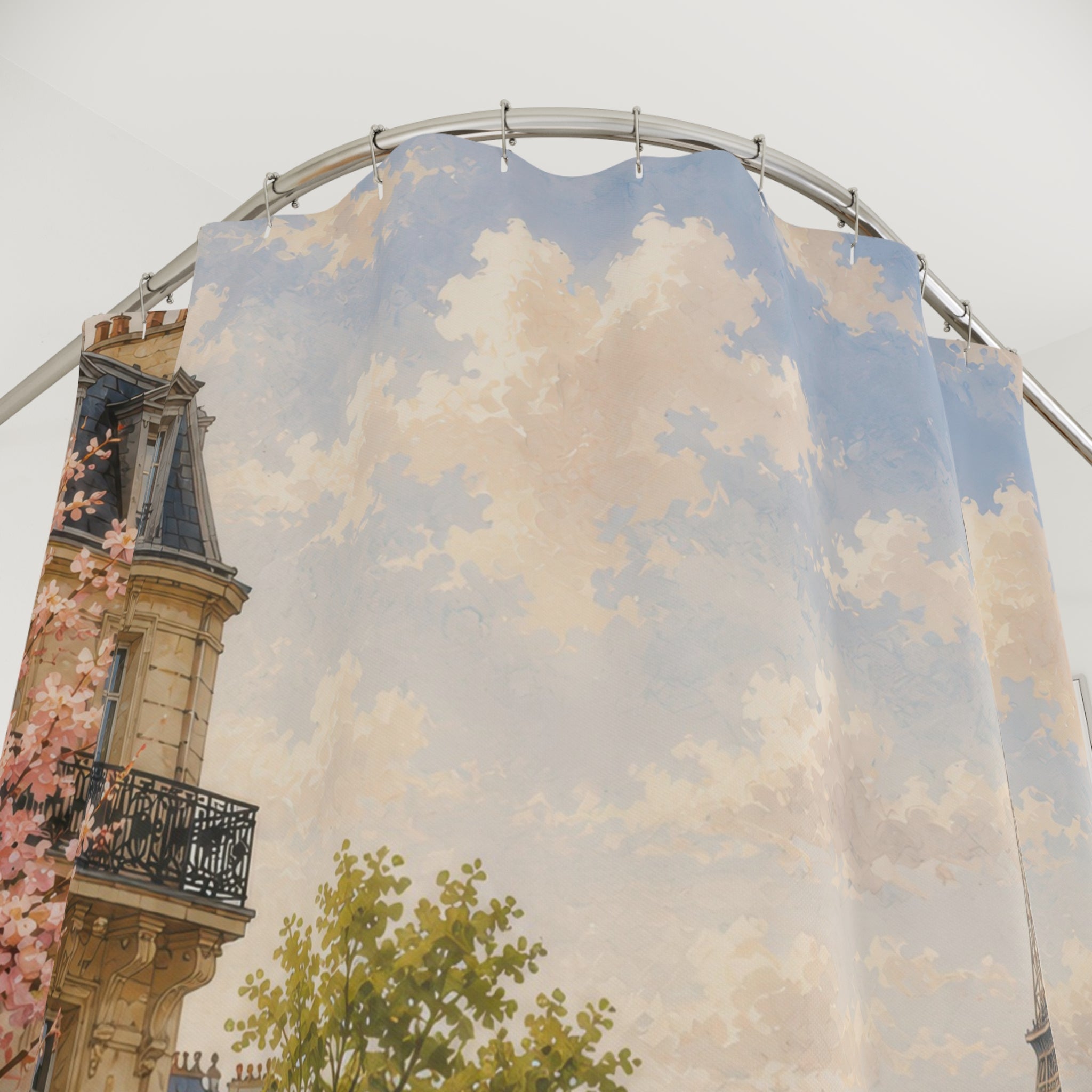 Paris Shower Curtain: Watercolor Eiffel Tower