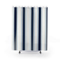 Navy Pale Blue Cream Stripe Shower Curtain