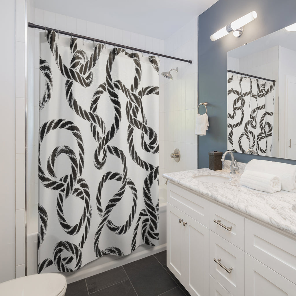Black White Rope Shower Curtain