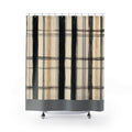 Beige Tan Windowpane Check Shower Curtain