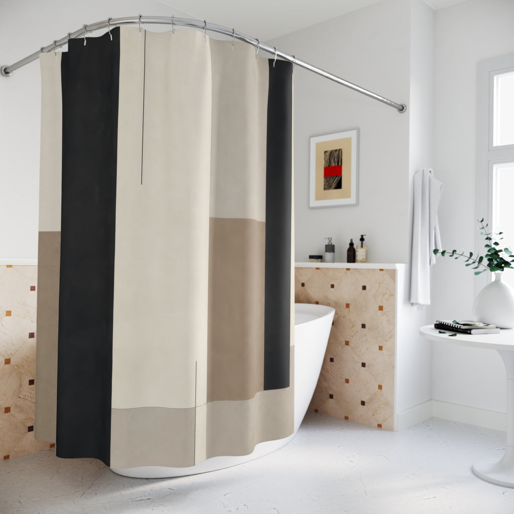 Beige Gray Modern Black Shower Curtain