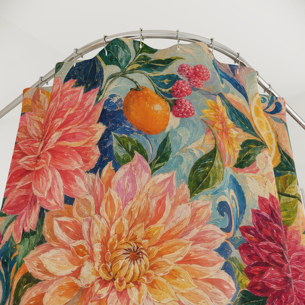 Citrus Dahlia Reverie Shower Curtain