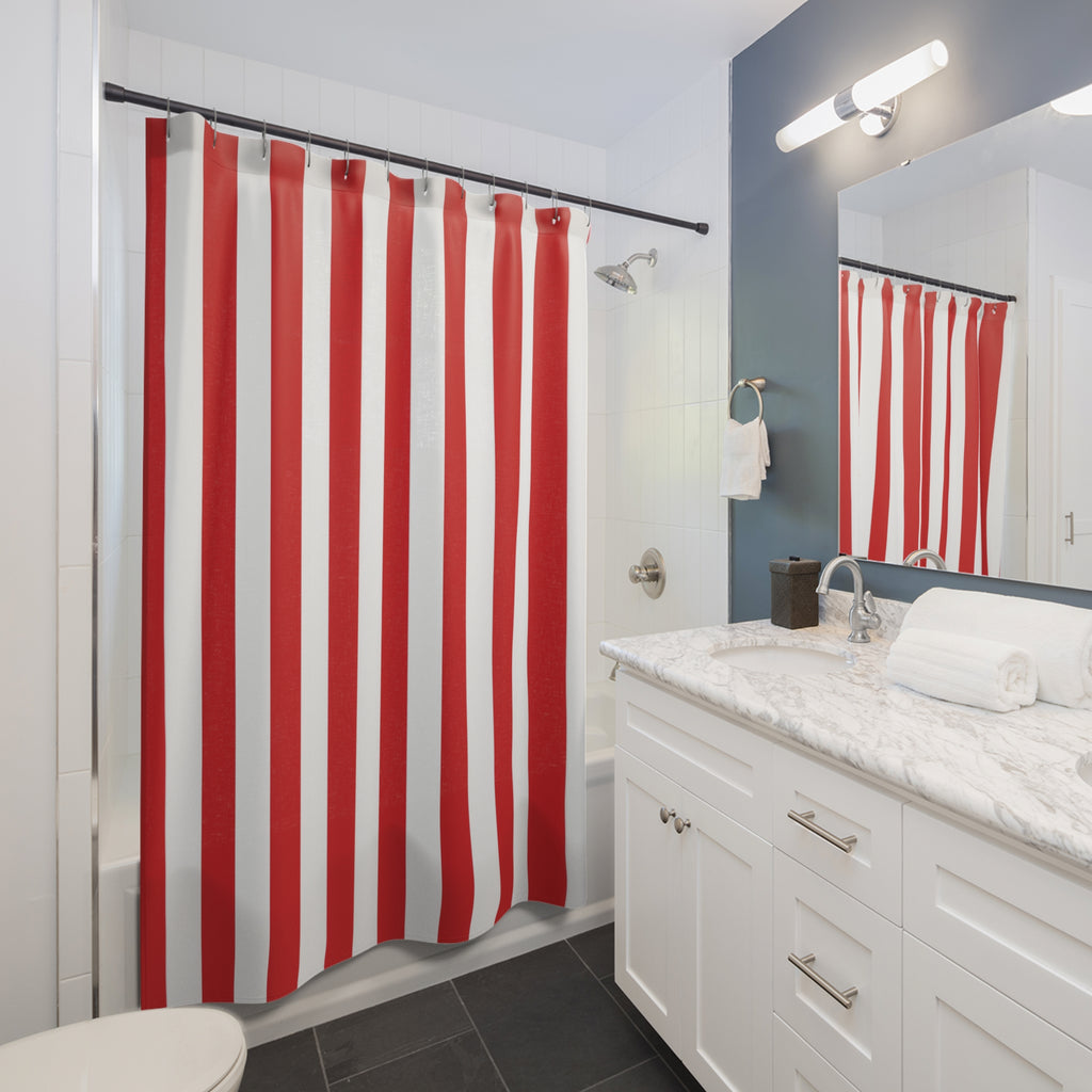 Red White Candy Stripe Shower Curtain