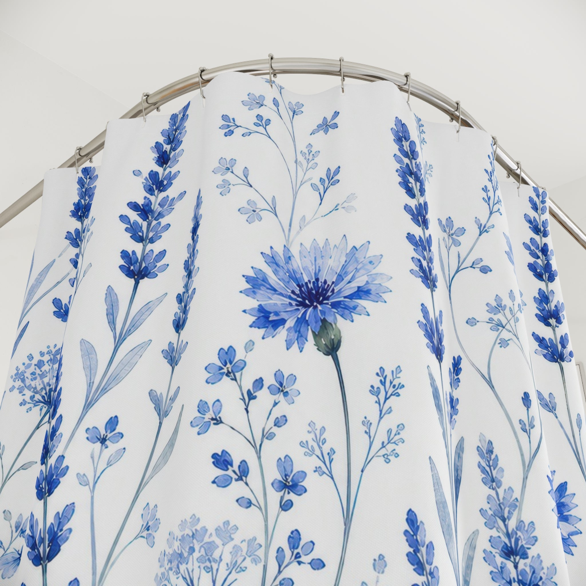 Blue Wildflower Meadow Shower Curtain
