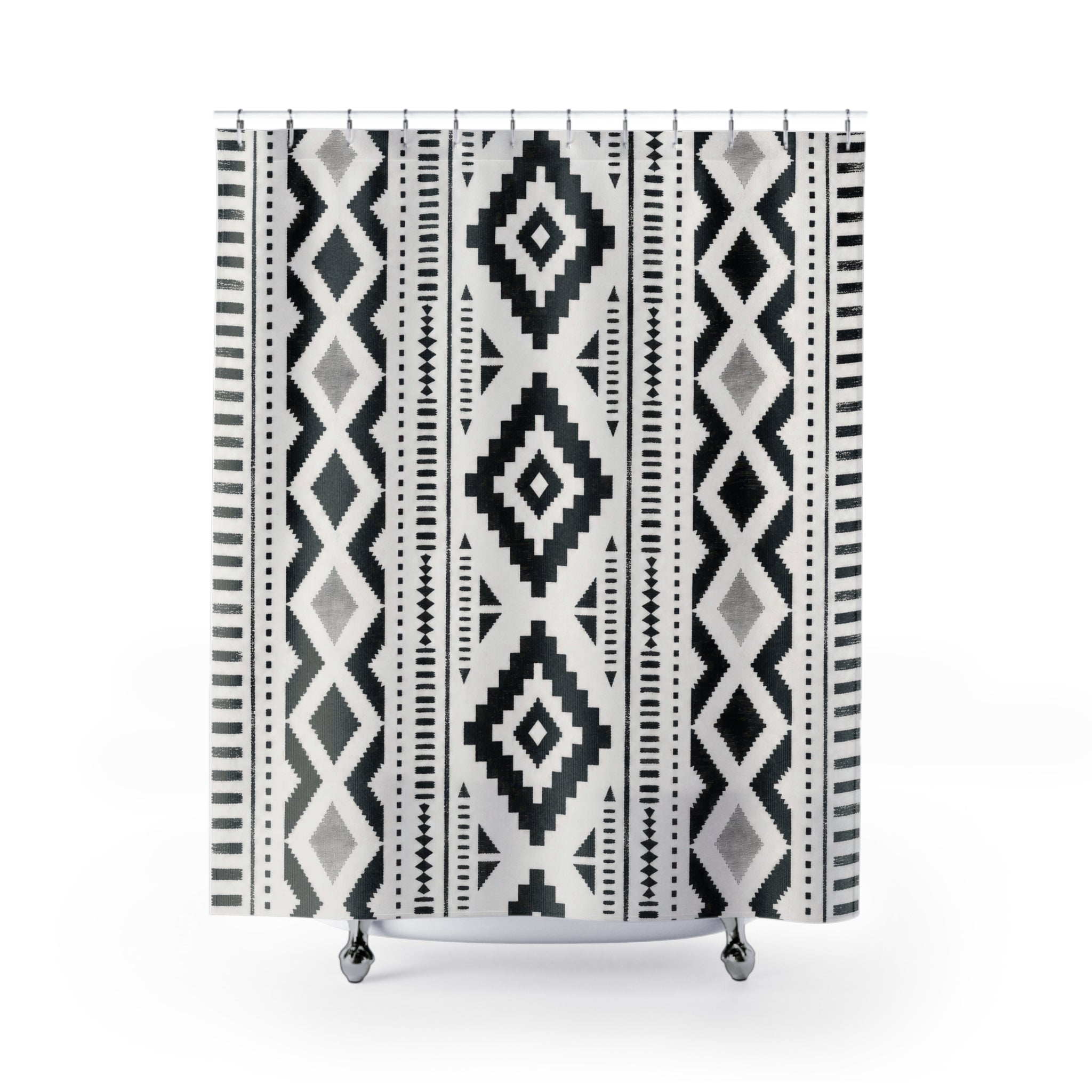 Black White Diamond Stripe Shower Curtain