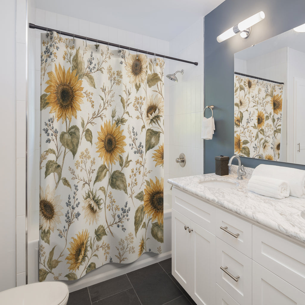 French Country Yellow Floral Shower Curtain